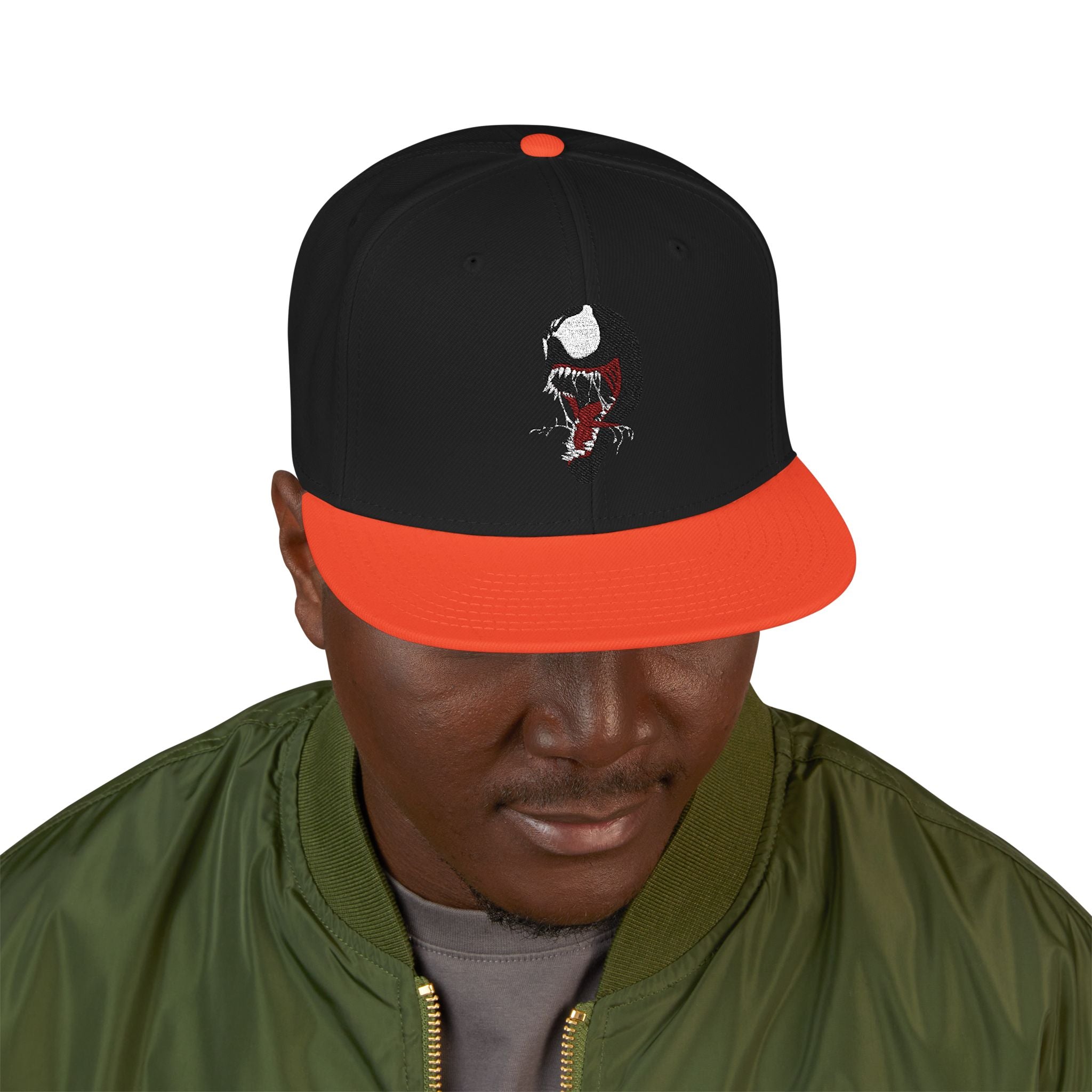 Embroidered Skull & Roses Snapback Hat — Gothic Streetwear Cap