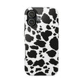 Cow Print Tough Phone Case — Durable Black & White Animal Pattern Phone Cover