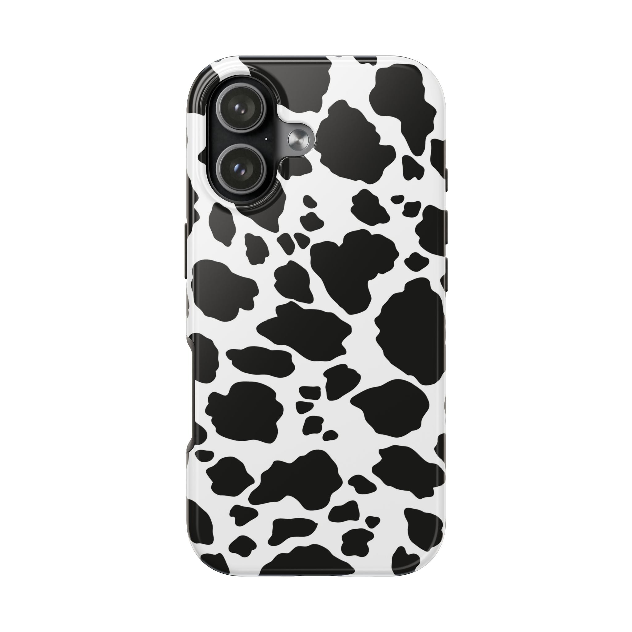 Cow Print Tough Phone Case — Durable Black & White Animal Pattern Phone Cover