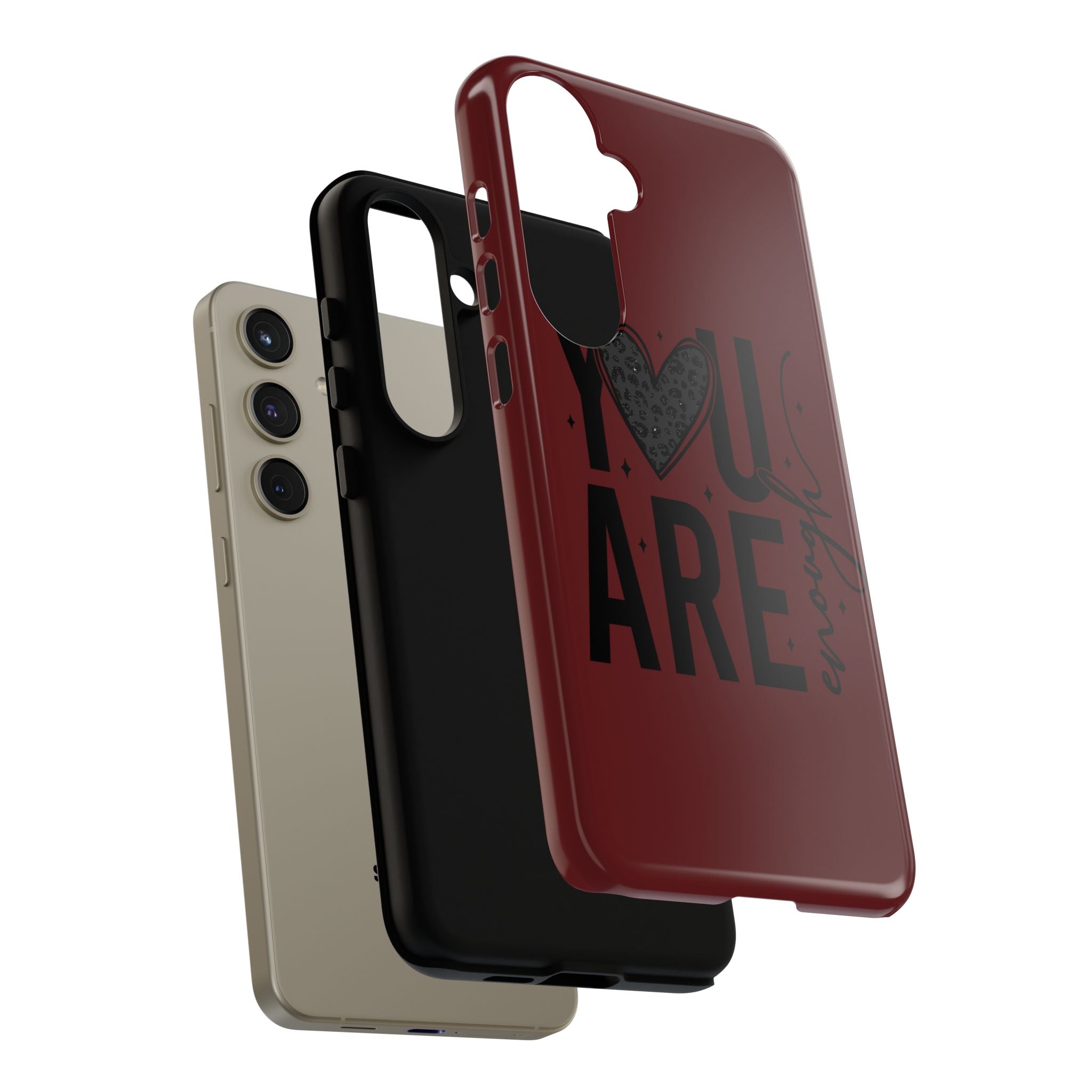 You Are Enough Phone Case — Inspirational Protective iPhone Cover (Maroon)