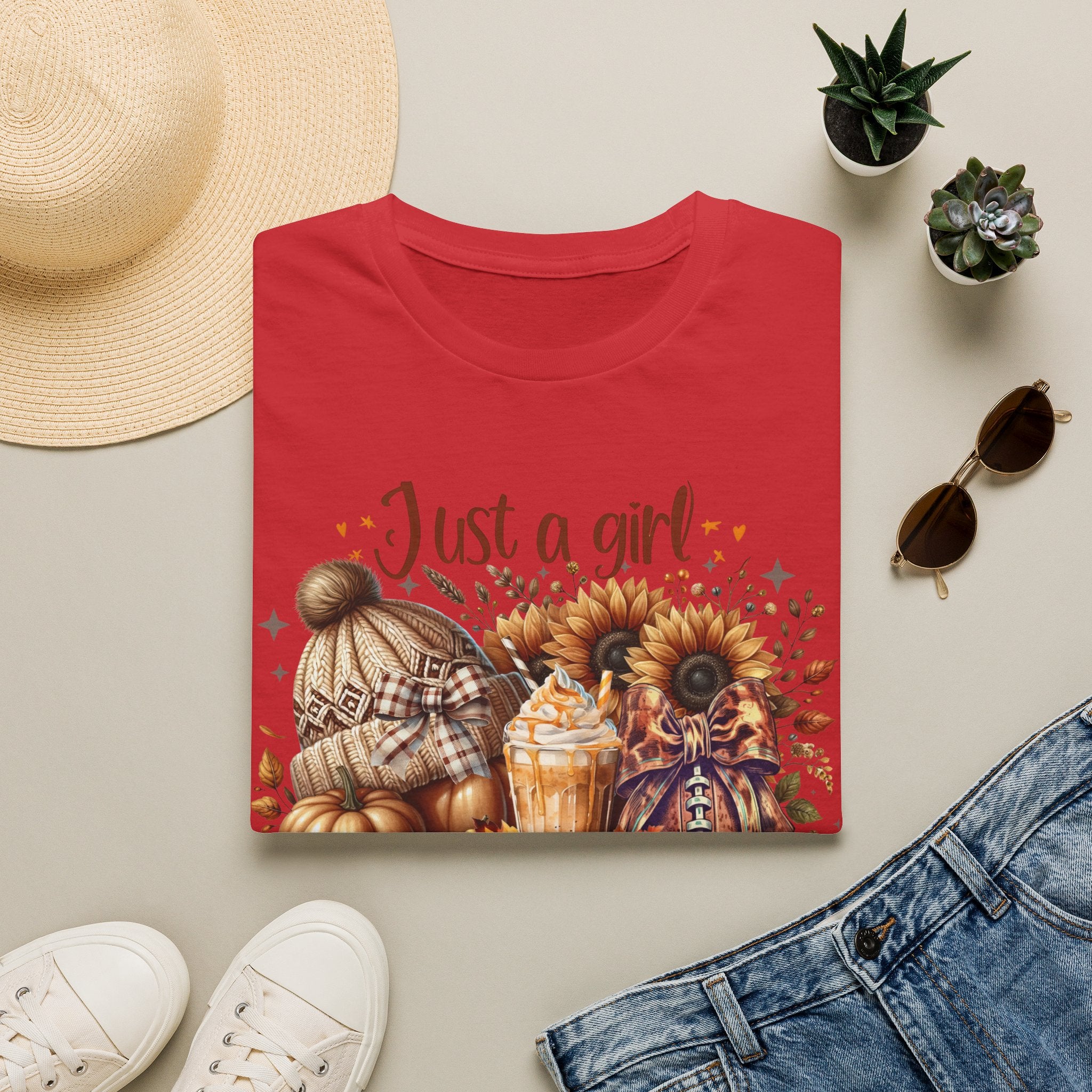 Fall Girl T-Shirt — "Just a girl who loves fall" Pumpkin Sunflower Tee