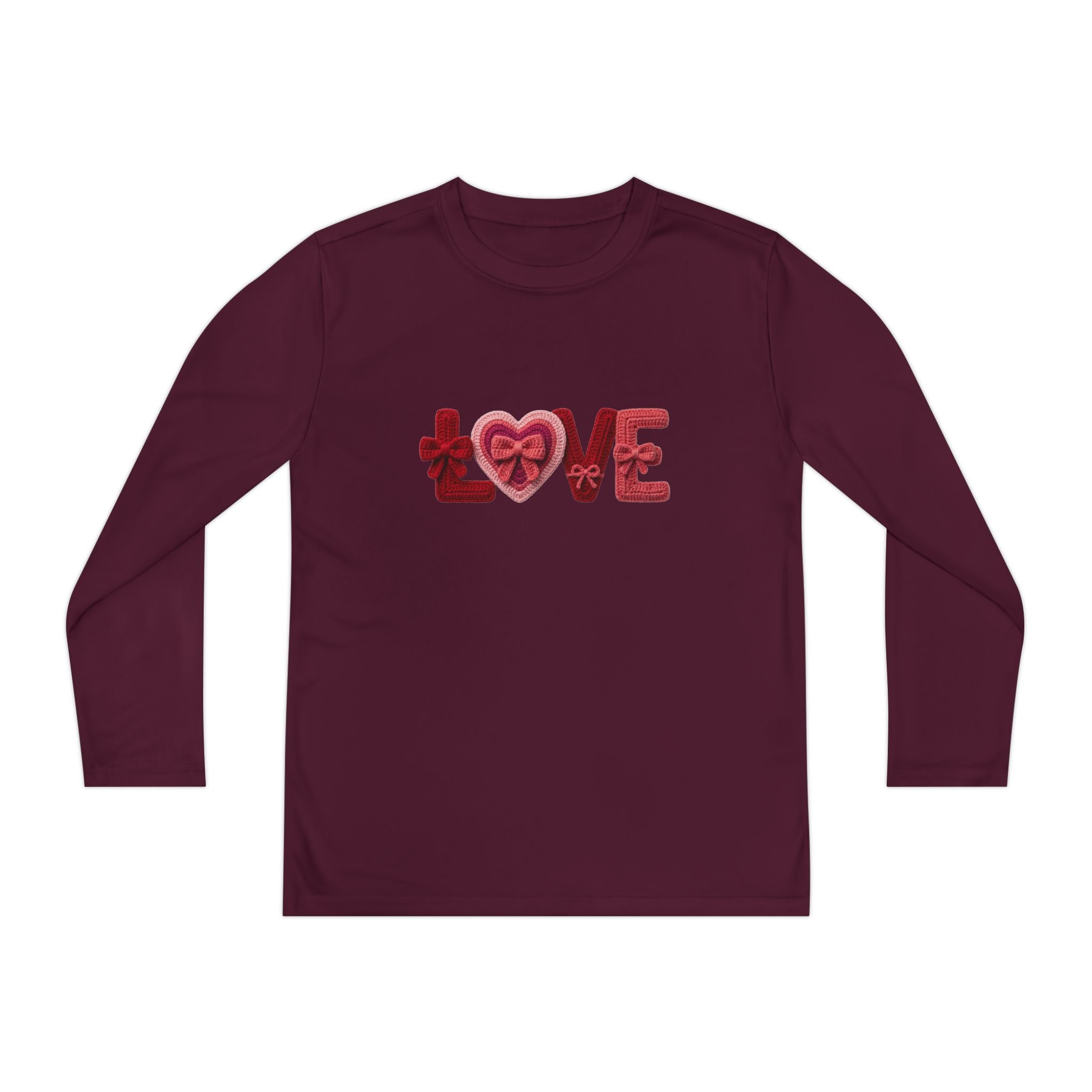 Youth Long Sleeve Tee - Red 'LOVE' Heart Design