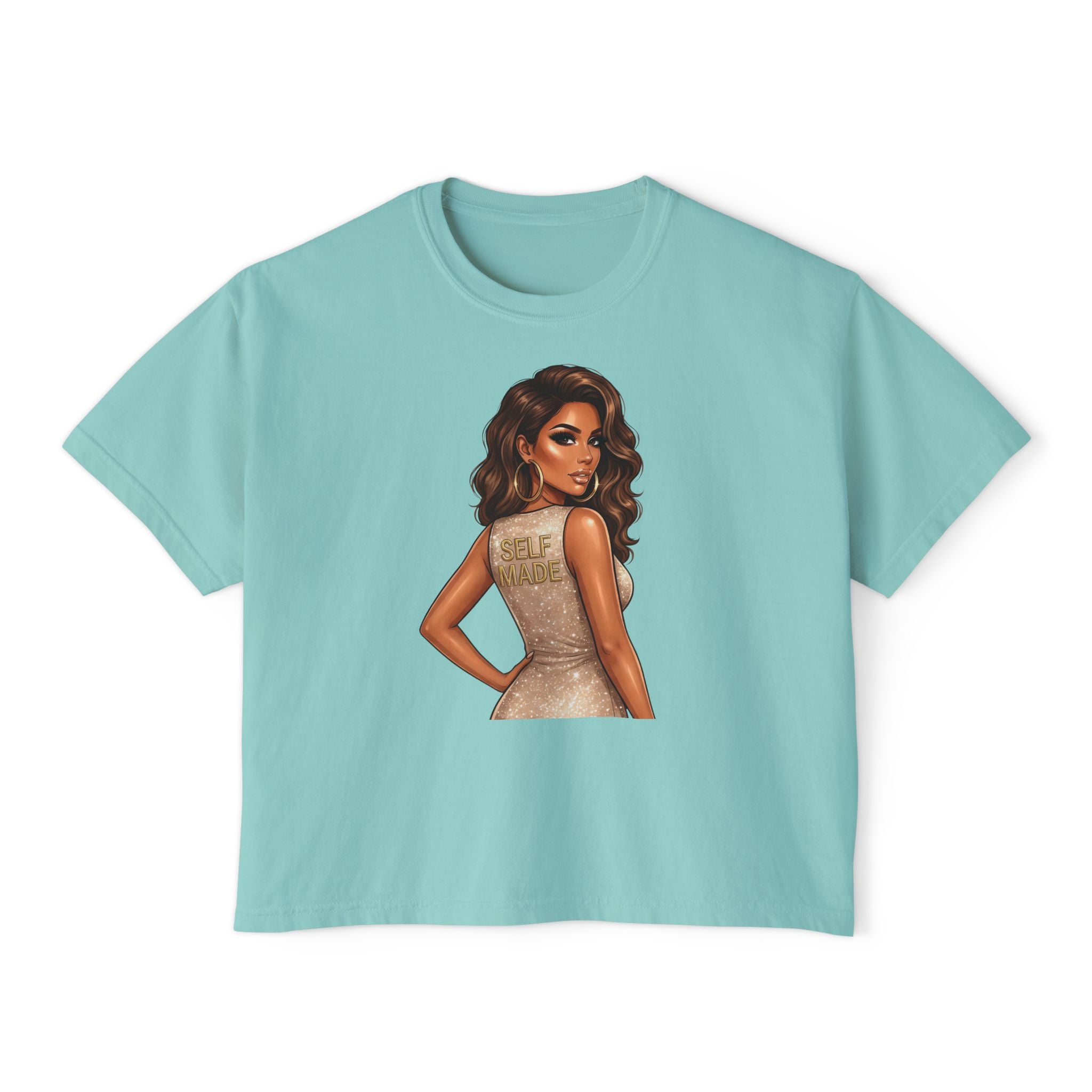 Boxy Tee — Glam Girl Illustration Graphic T-Shirt