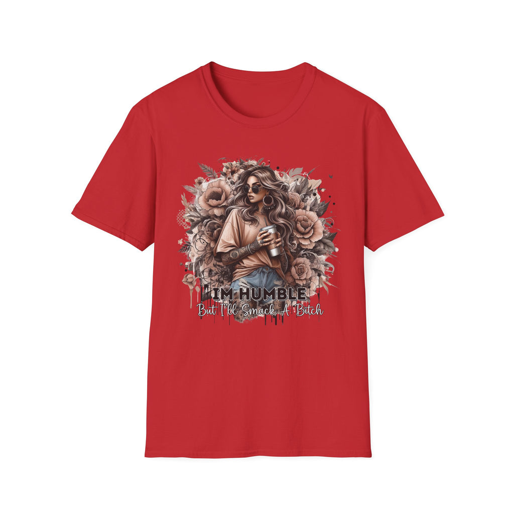 Graphic T-Shirt - 'Stay Humble' Floral Girl Vintage Coffee Tee