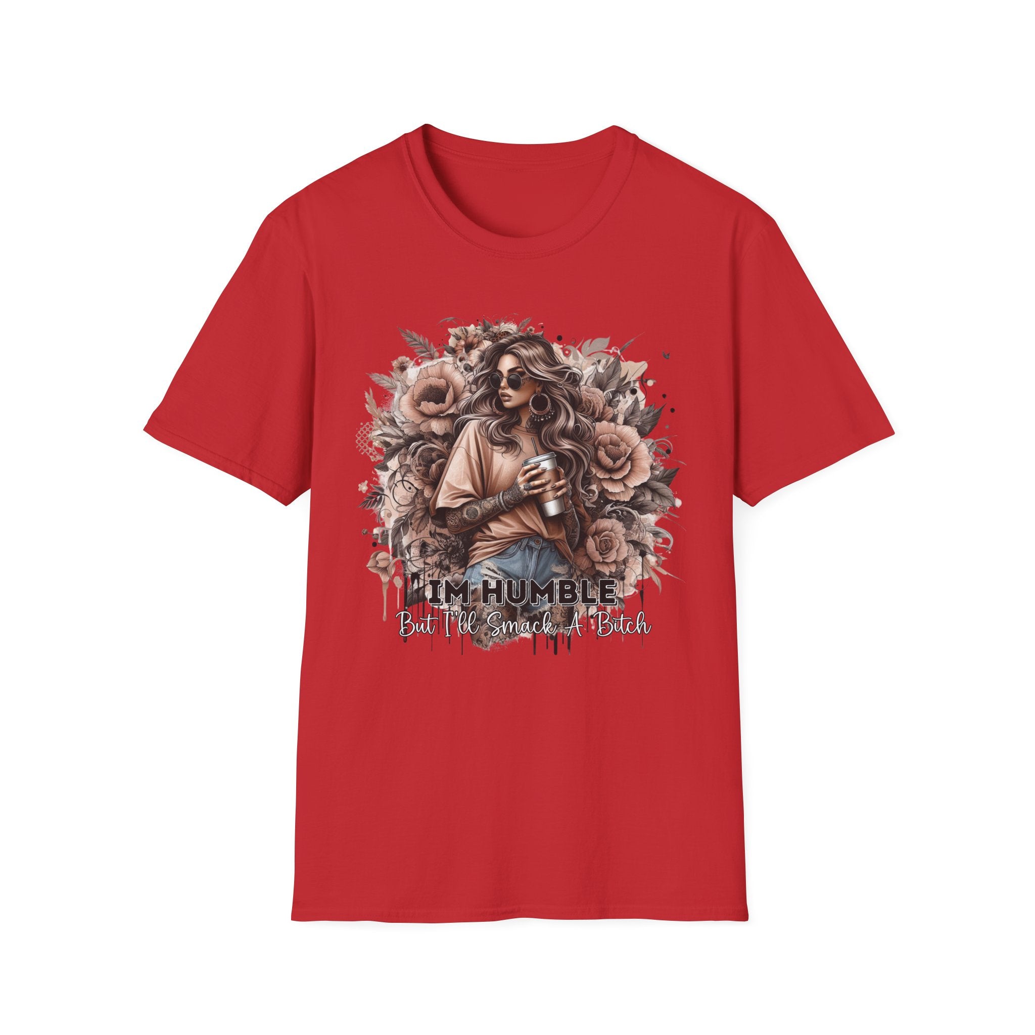 Graphic T-Shirt - 'Stay Humble' Floral Girl Vintage Coffee Tee
