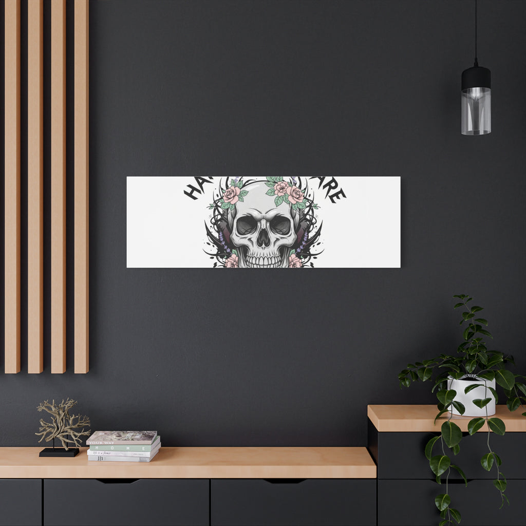 Harder Self-Care Skull Canvas | Heavy Metal Wellness, gothic wellness quote