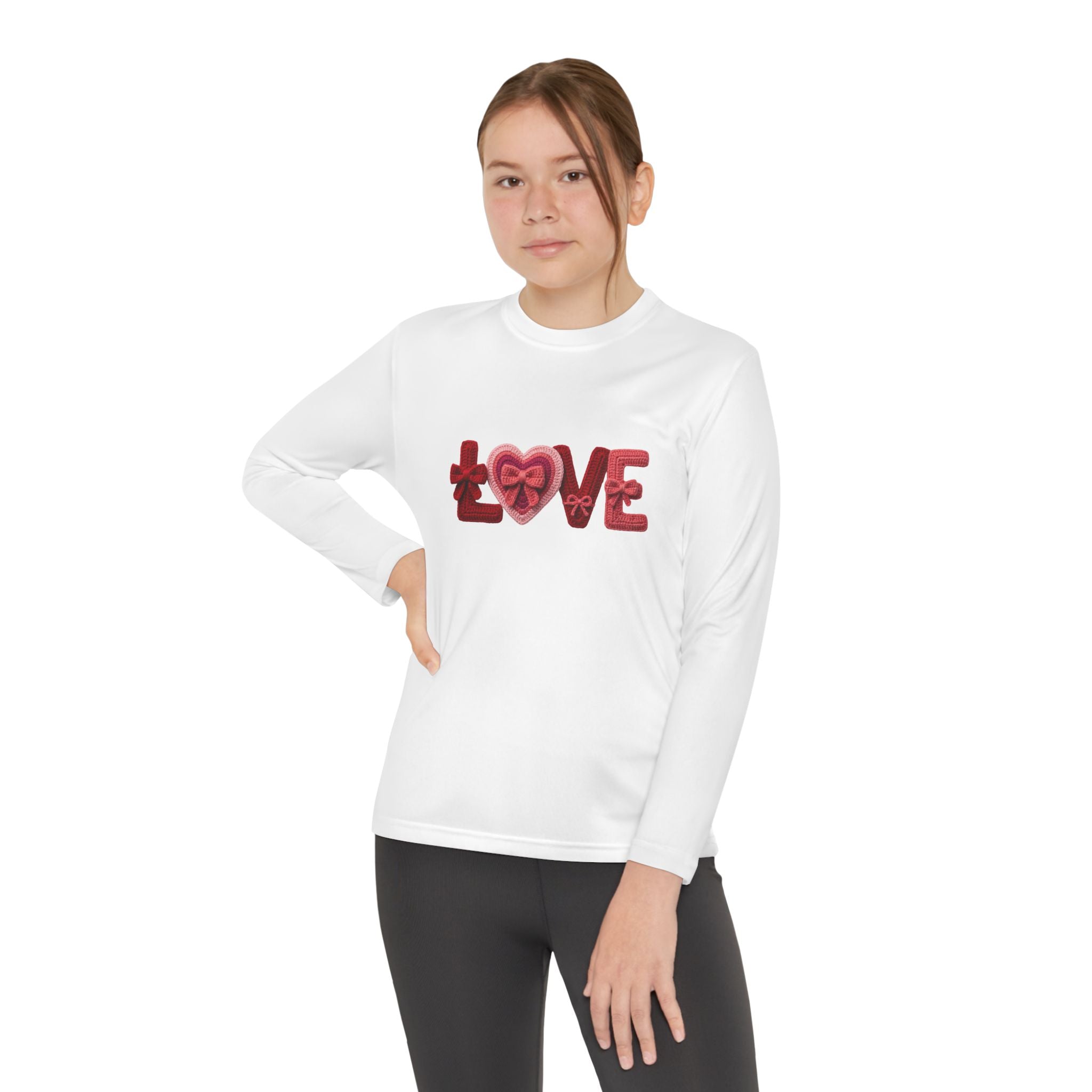 Youth Long Sleeve Tee - Red 'LOVE' Heart Design