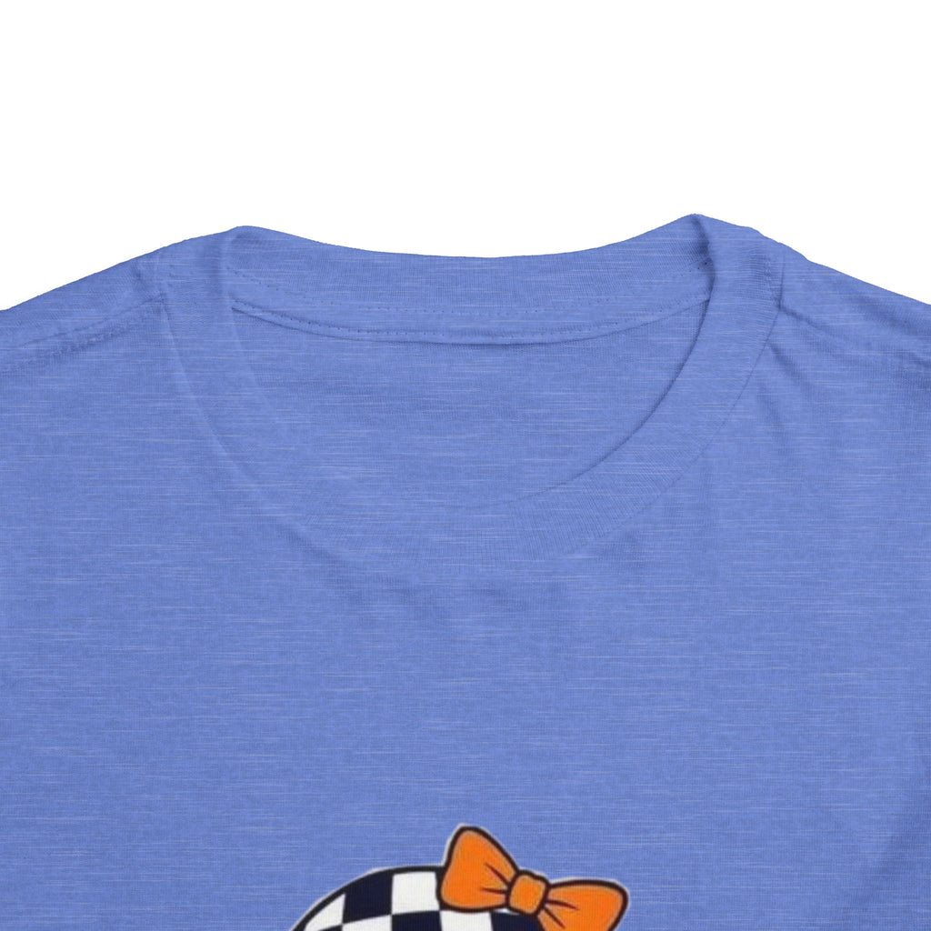 Checkerboard Ghost Toddler Tee — Cute Halloween Bubblegum Design
