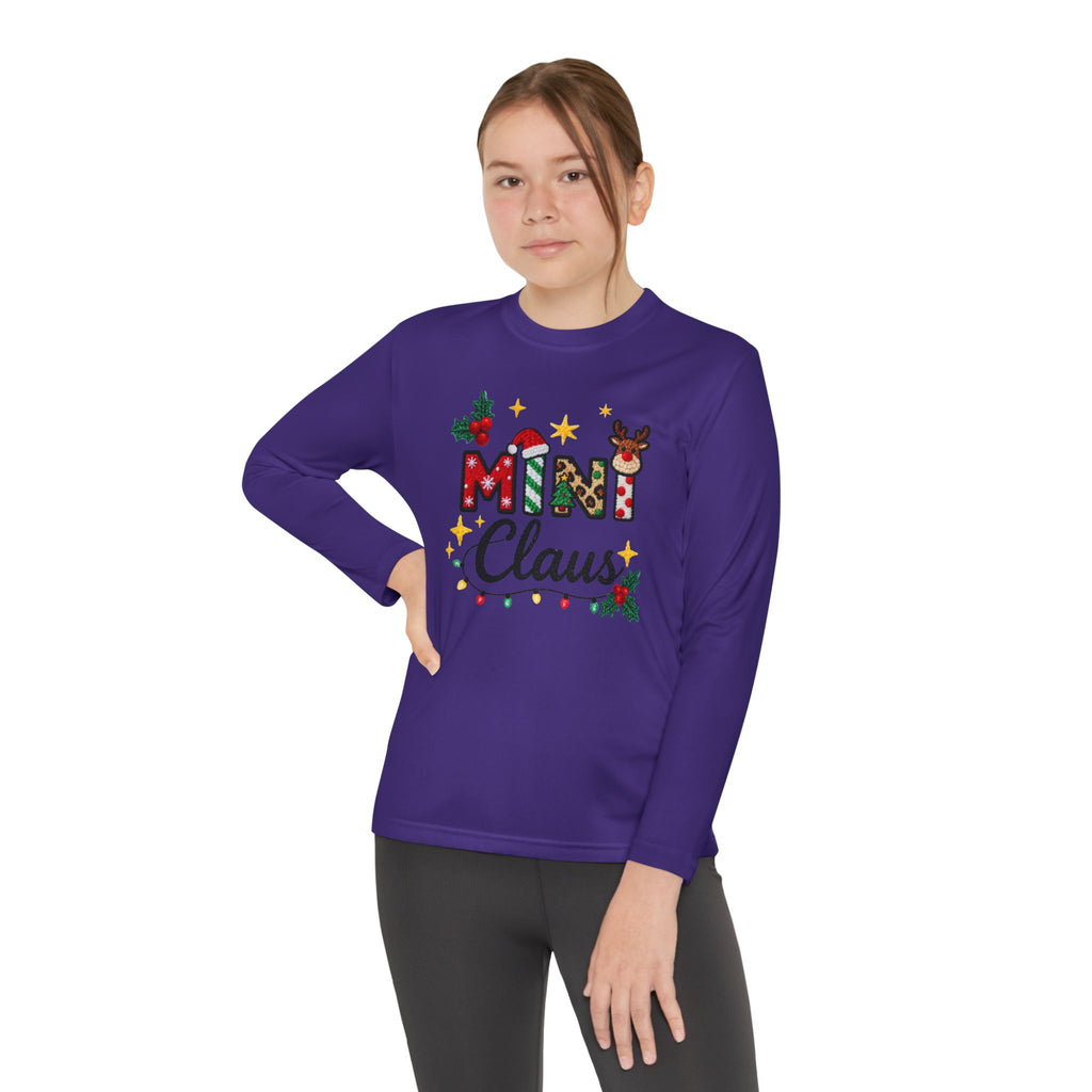 Mini Claus Youth Long Sleeve Tee — Cute Kids Christmas Holiday Shirt