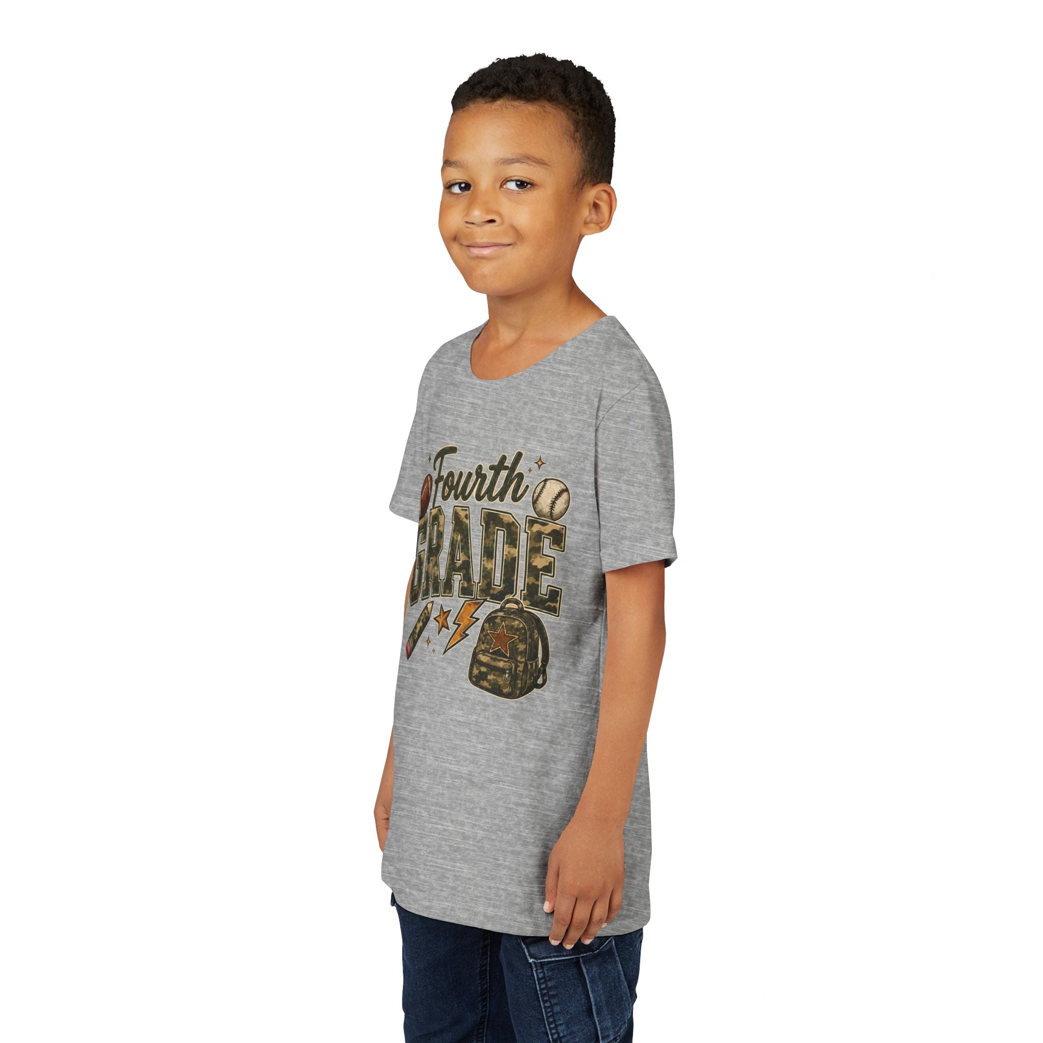 Fourth Grade Kids' T-Shirt – Back-to-School Sports & Backpack Design