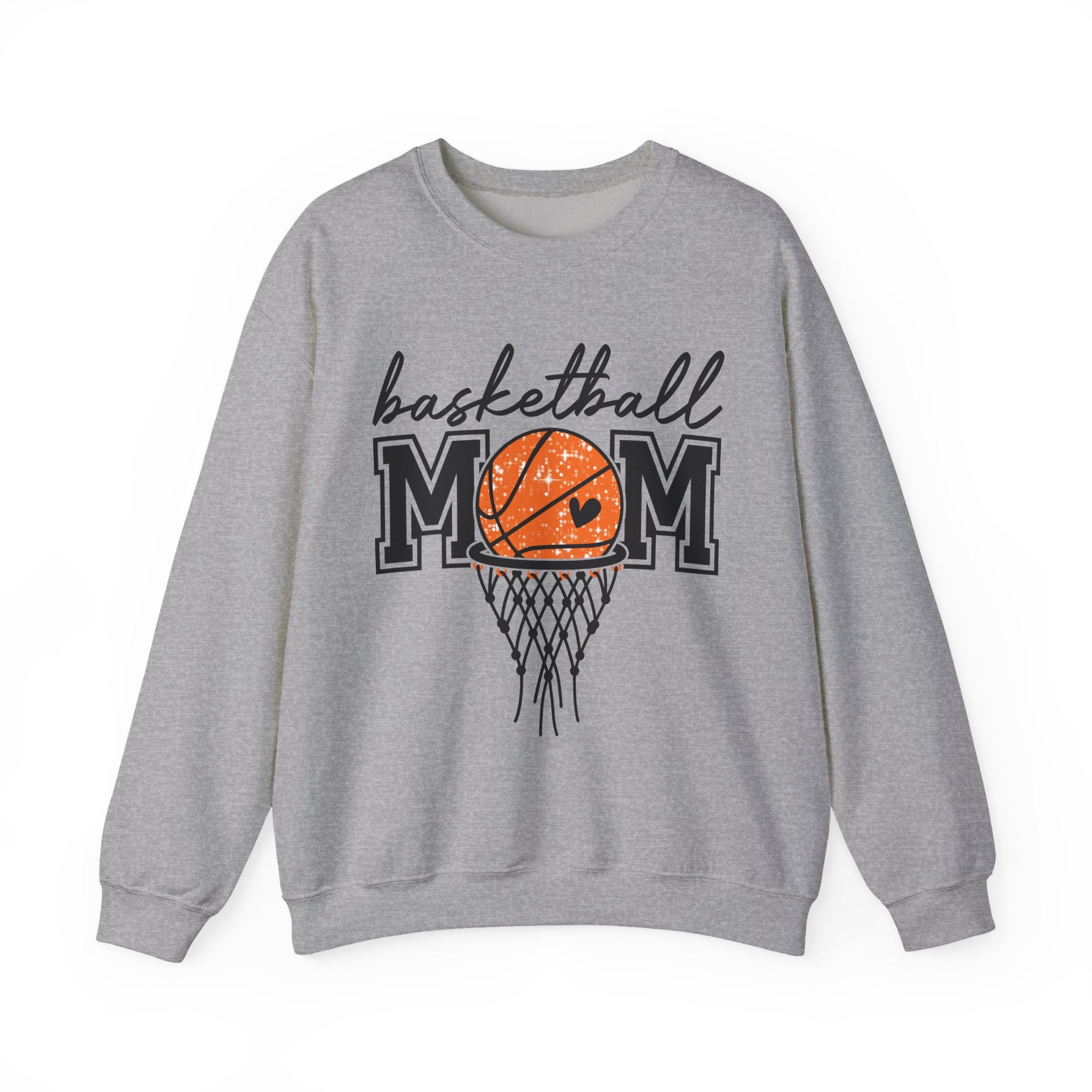 Basketball Mom Crewneck Sweatshirt — Mom Basketball Shirt with Hoop Graphic