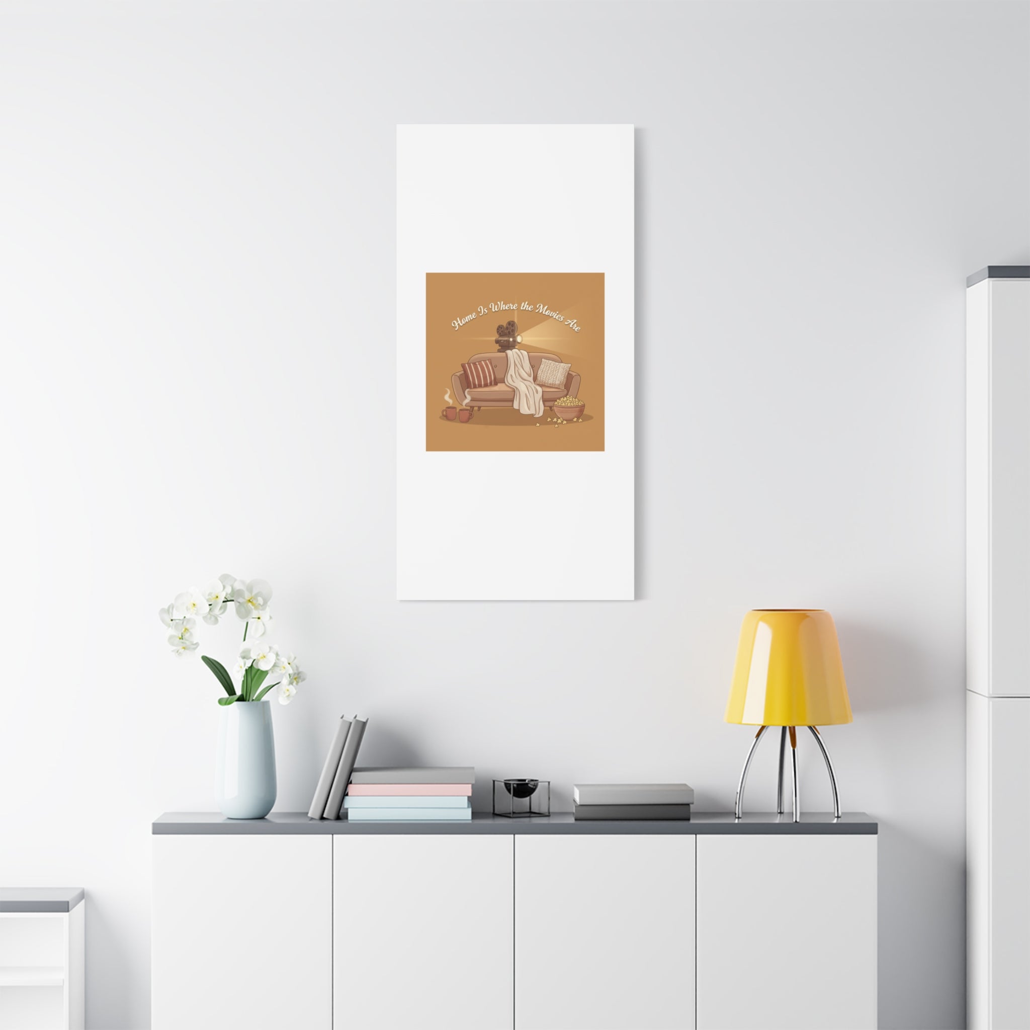 Home Is Where the Movies Are Canvas | cozy night art, home cinema decor
