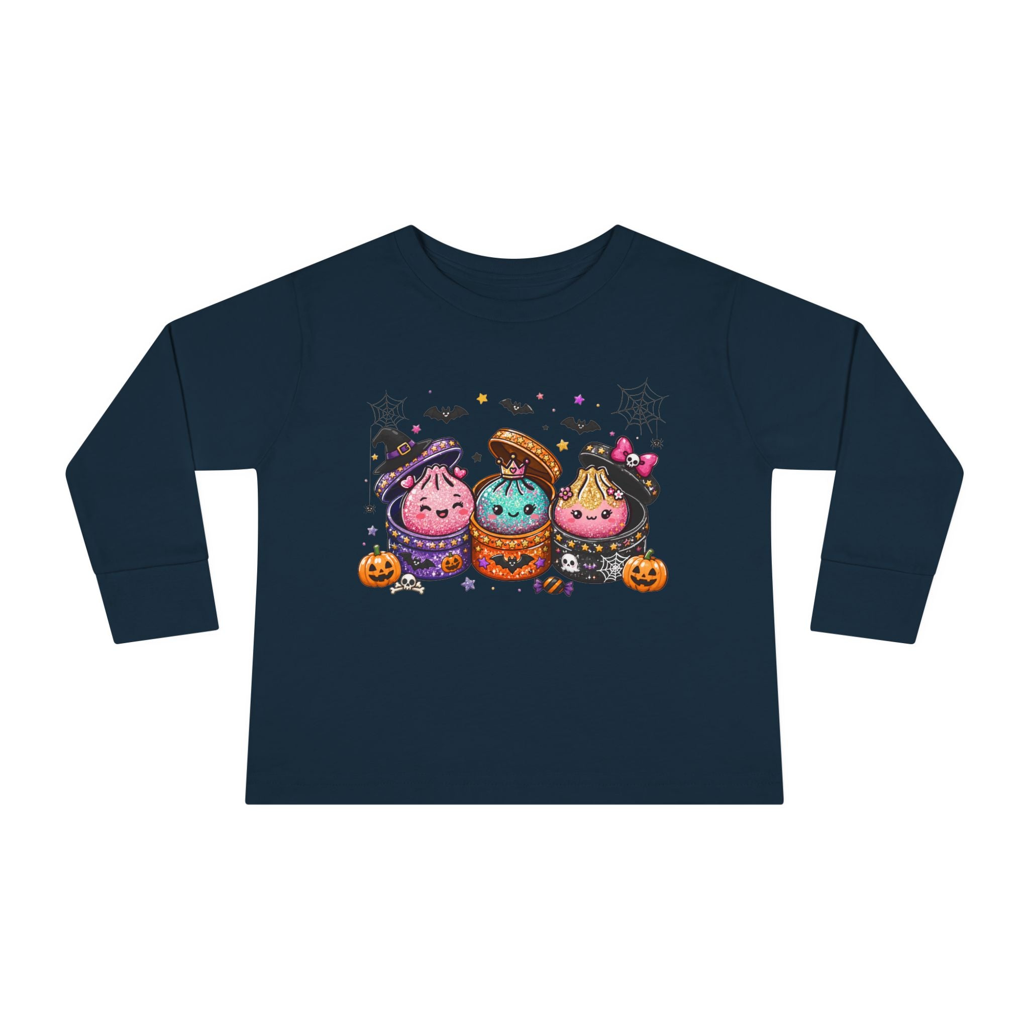 Toddler Long Sleeve Tee — Cute Halloween Cupcake Trio Costume Shirt