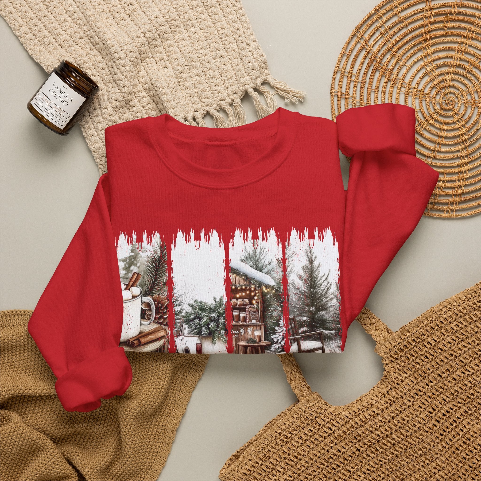 Holiday Cabin Crewneck Sweatshirt — 'Tis the Season Cozy Winter Pullover