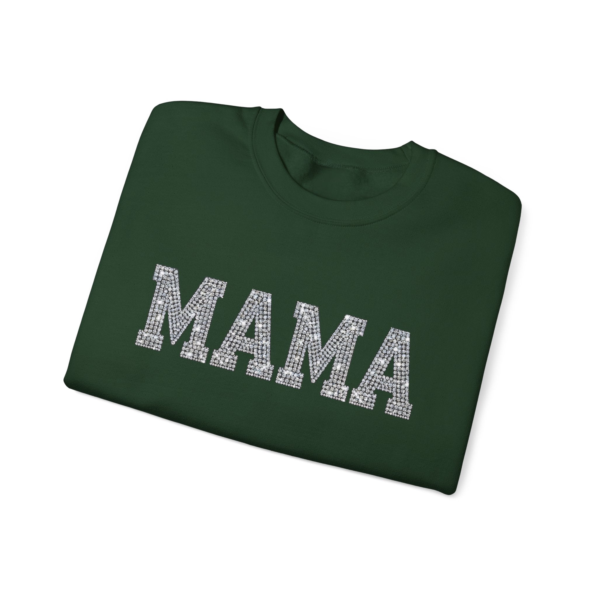 Mama Crewneck Sweatshirt — Casual Glitter Block Letter Mom Pullover