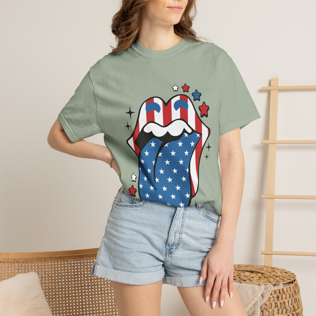 American Flag Rock Tongue T-Shirt