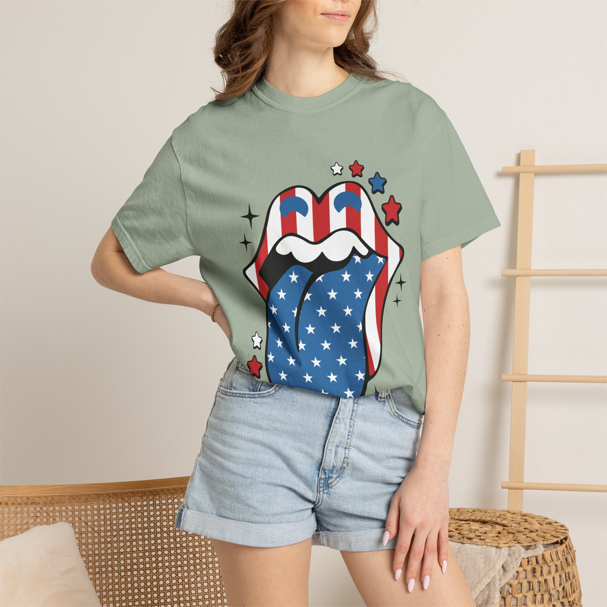 American Flag Rock Tongue T-Shirt