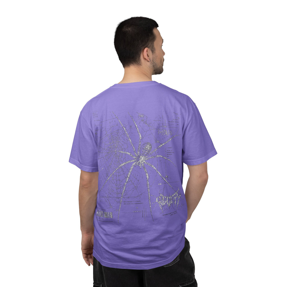 Spider Web Graphic T-Shirt — Vintage Gothic Arachnid Back Print