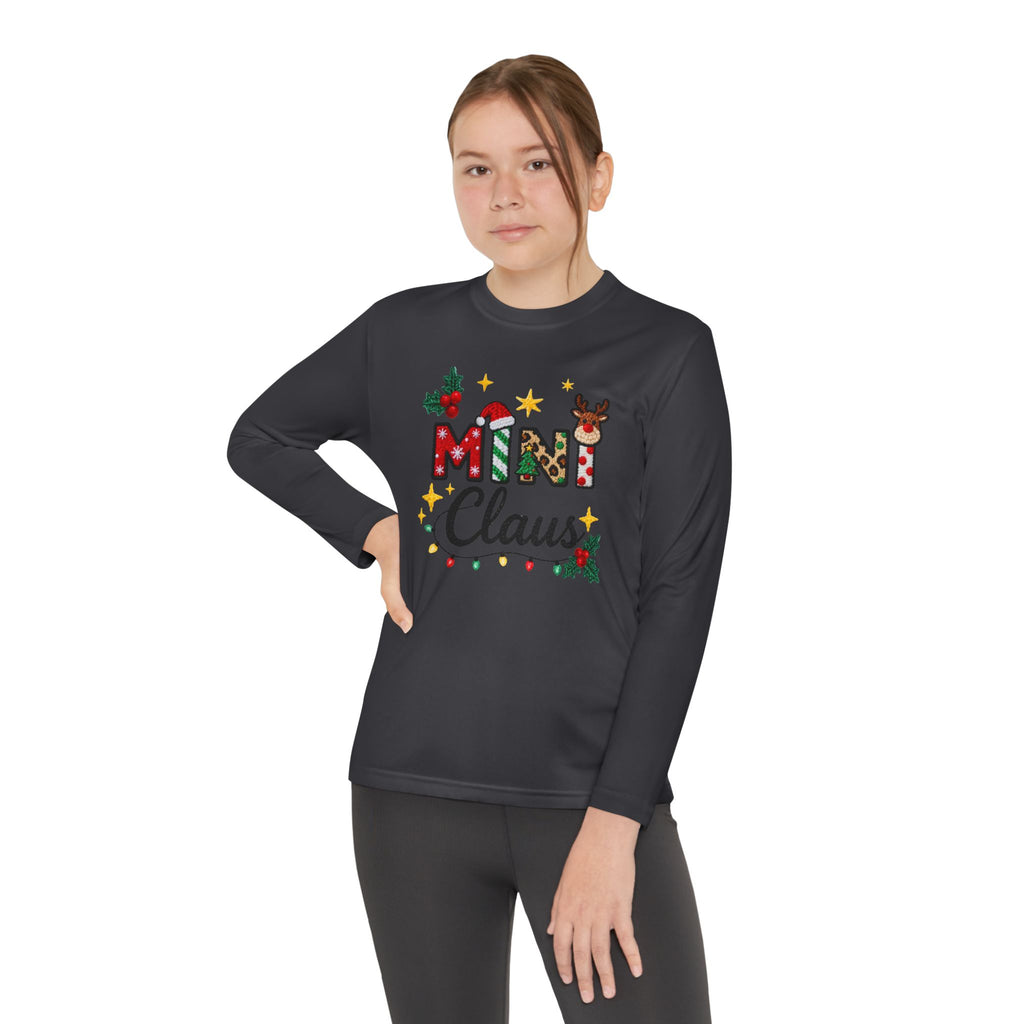 Mini Claus Youth Long Sleeve Tee — Cute Kids Christmas Holiday Shirt