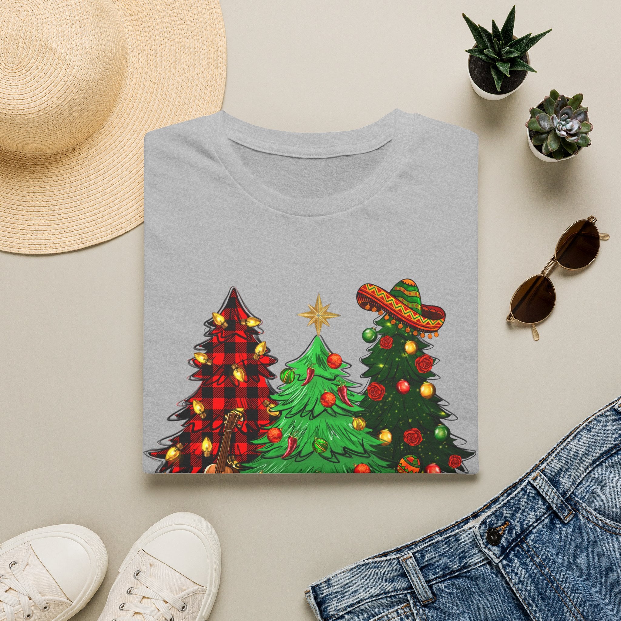 Feliz Navidad Christmas Trees T-Shirt — Festive Mexican Holiday Tee