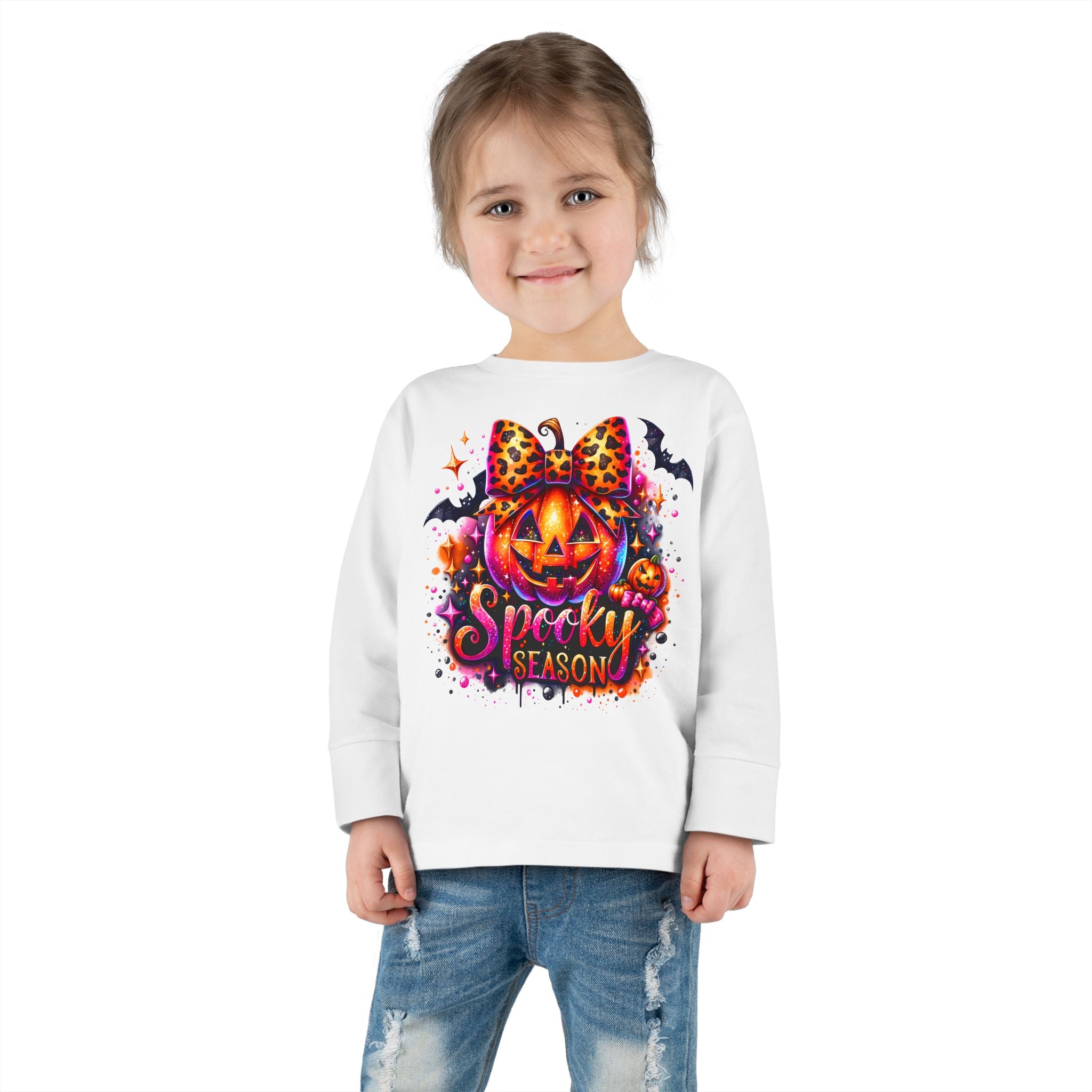 Toddler Long Sleeve Tee — "Spooky Season" Pumpkin Halloween Shirt