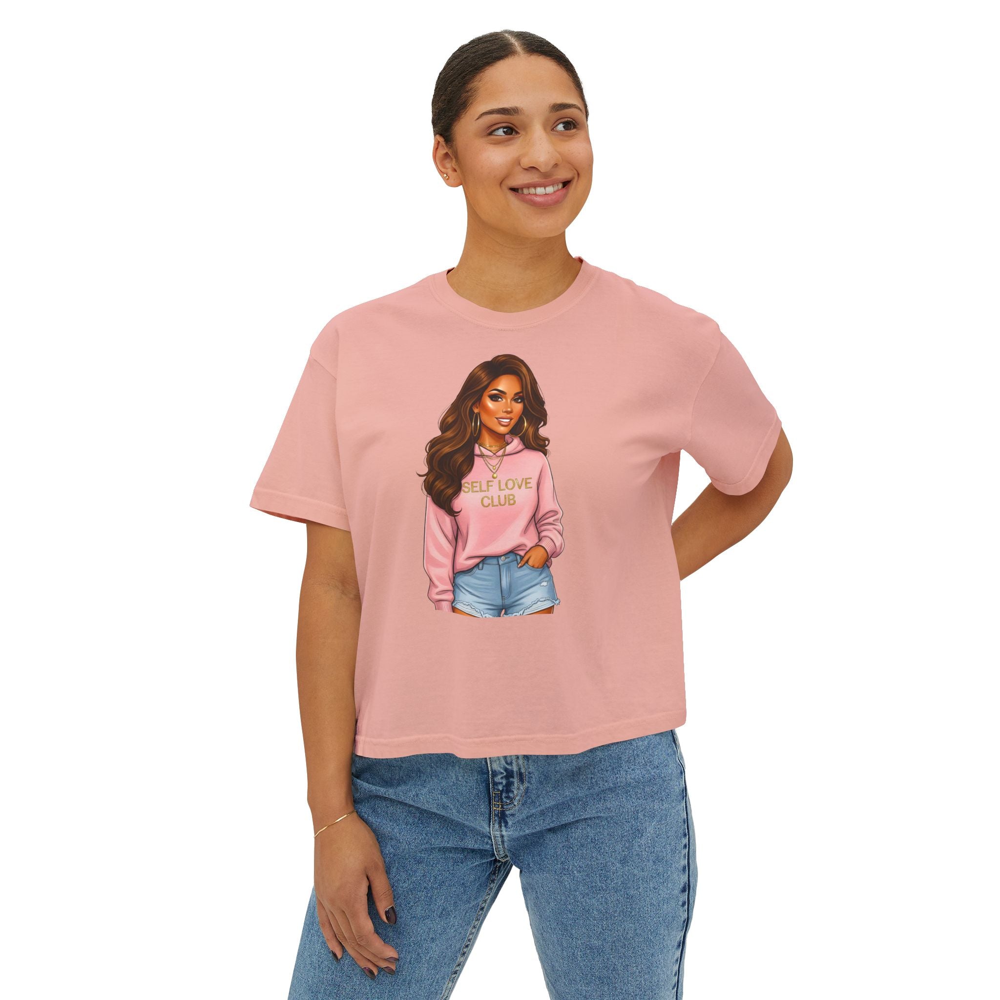 Self Love Club Boxy Tee — Women’s Graphic Cropped T-Shirt