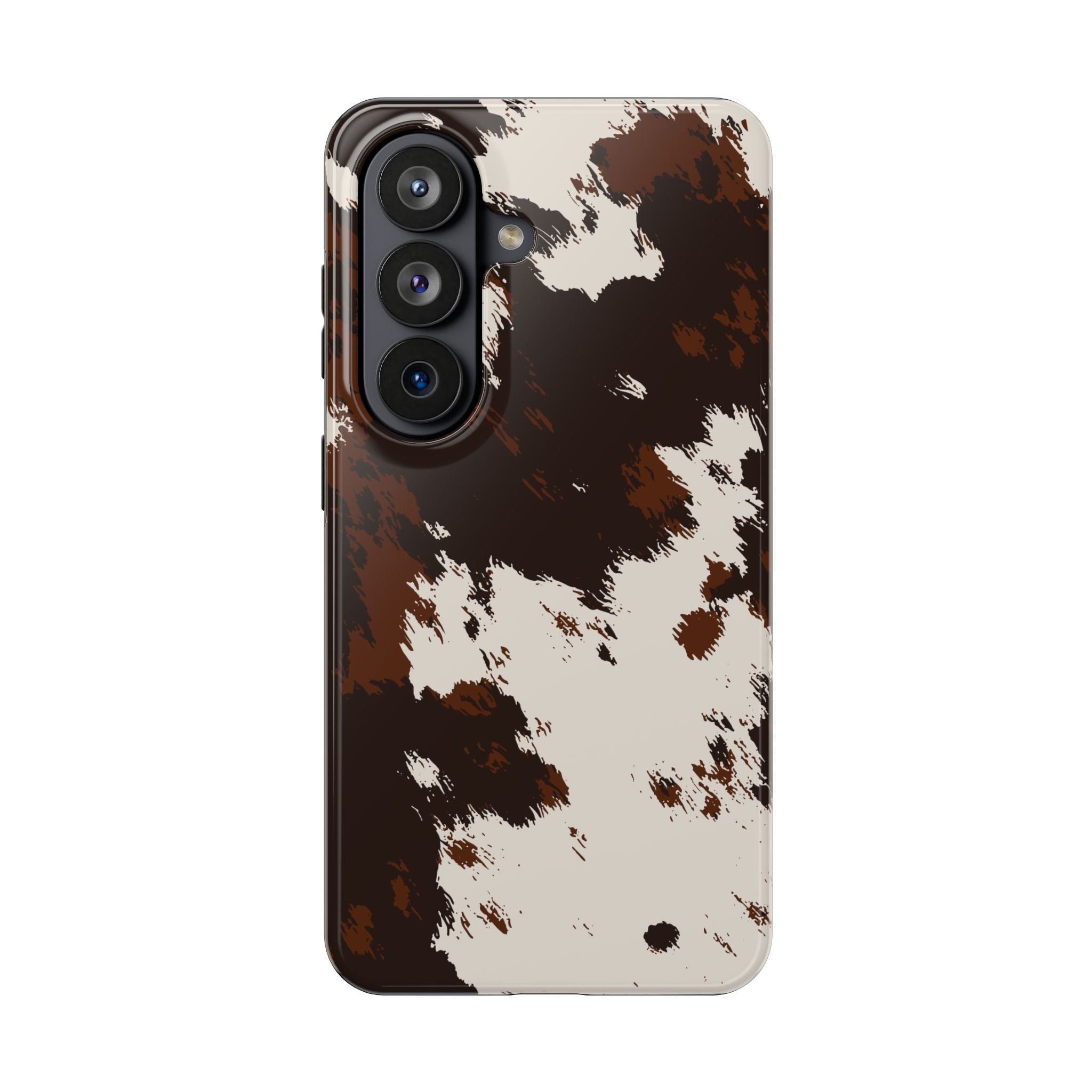 Cowhide Print Tough Phone Case — Brown & White Western Rugged Protection