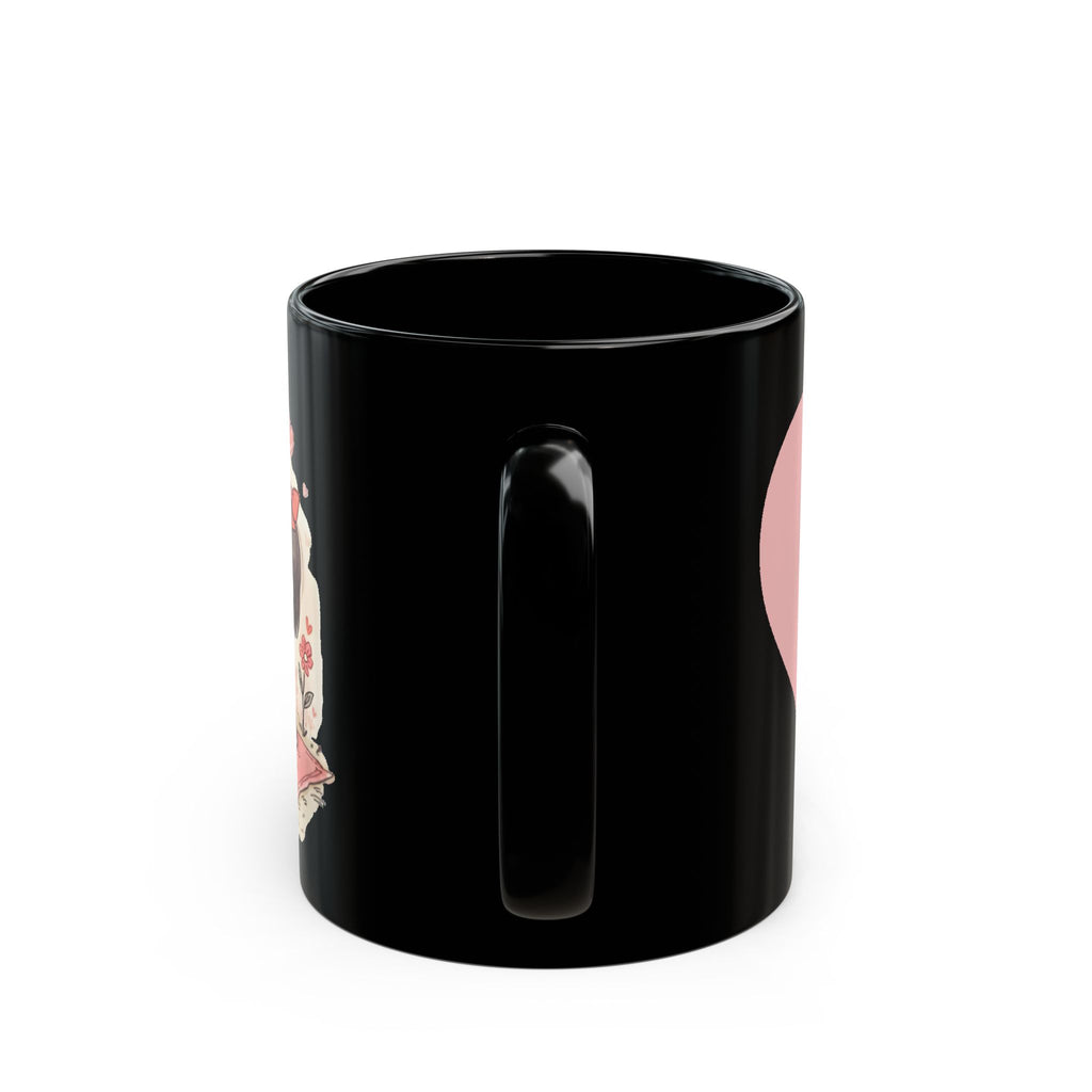 Snoopy Picnic with Girl Mug | Black Ceramic Coffee Cup