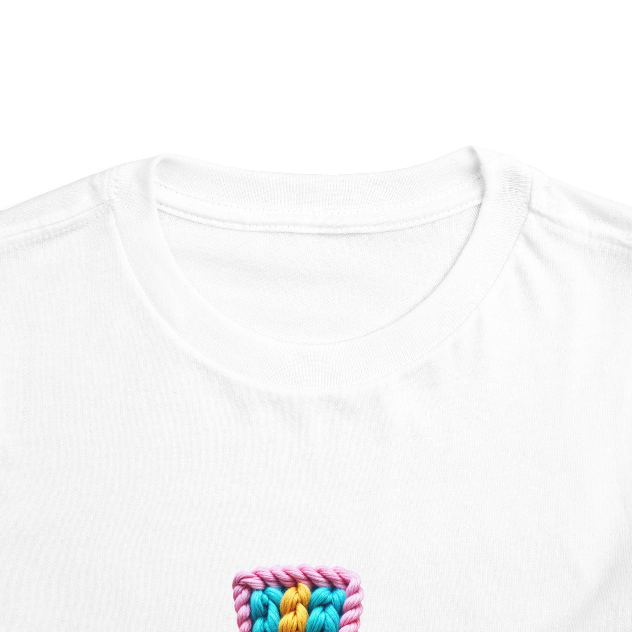 Easter Cross Toddler Tee — Colorful Knit Cross with "He is Risen" & Easter Eggs