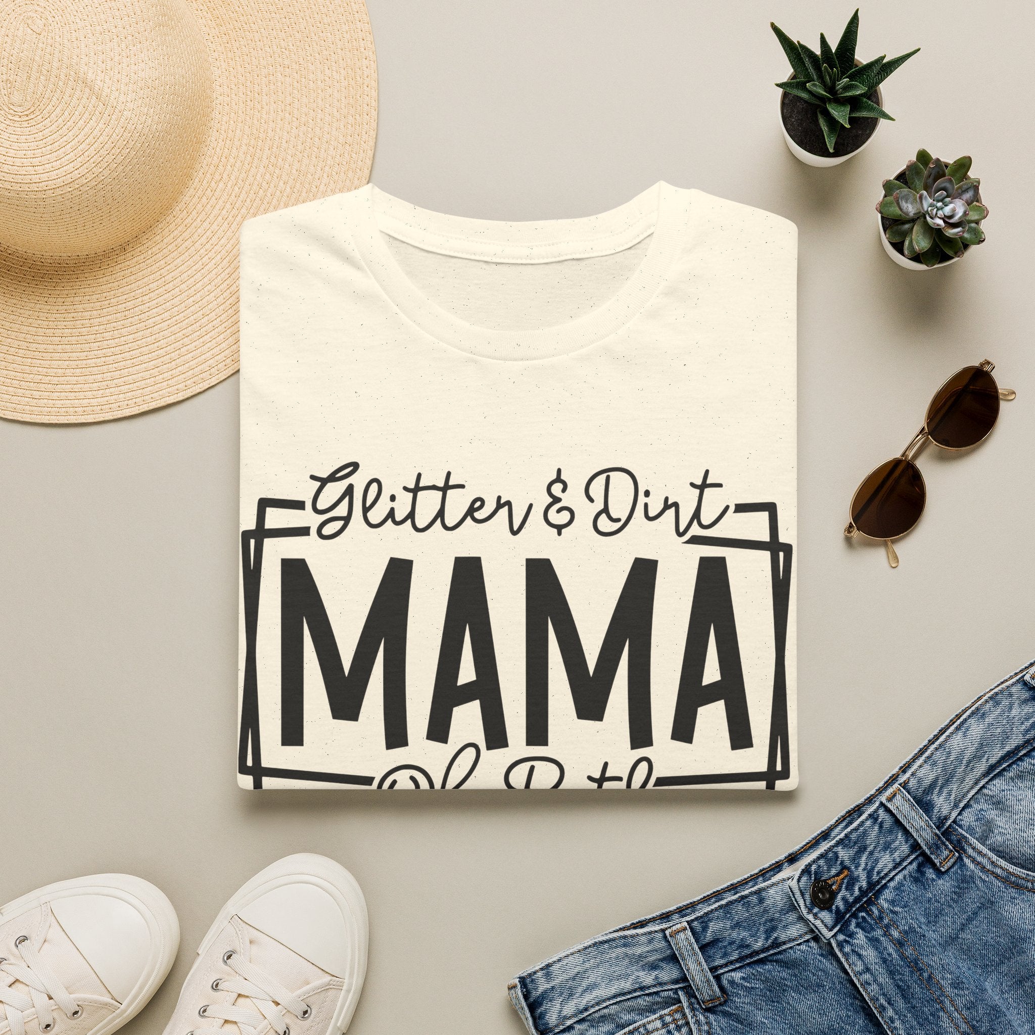 Mama of Both T-Shirt — "Glitter & Dirt" Mom Tee