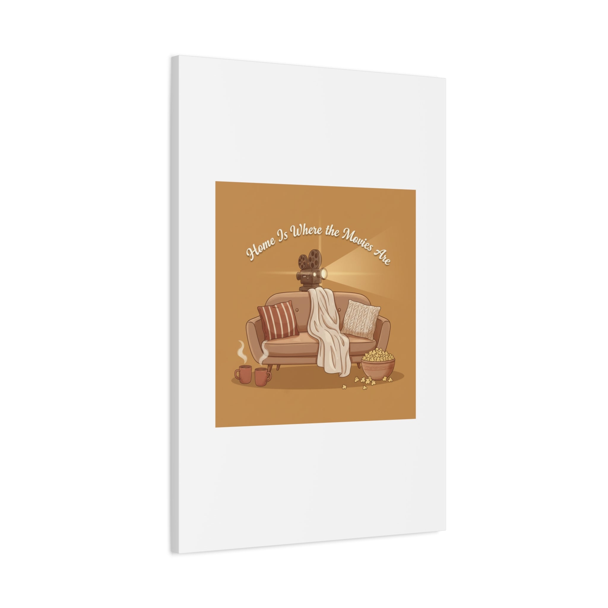 Home Is Where the Movies Are Canvas | cozy night art, home cinema decor
