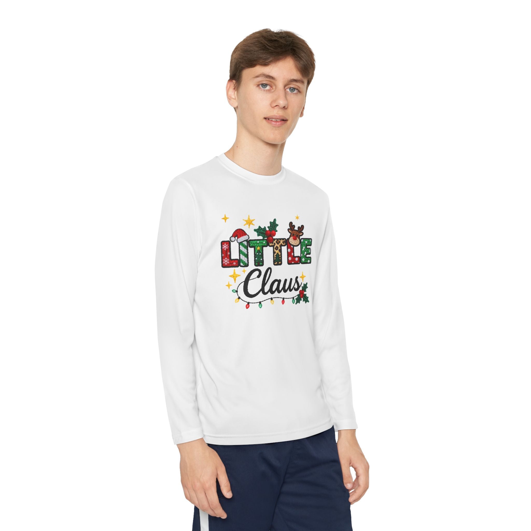 Youth Long Sleeve Tee - "Little Claus" Christmas Kids Shirt