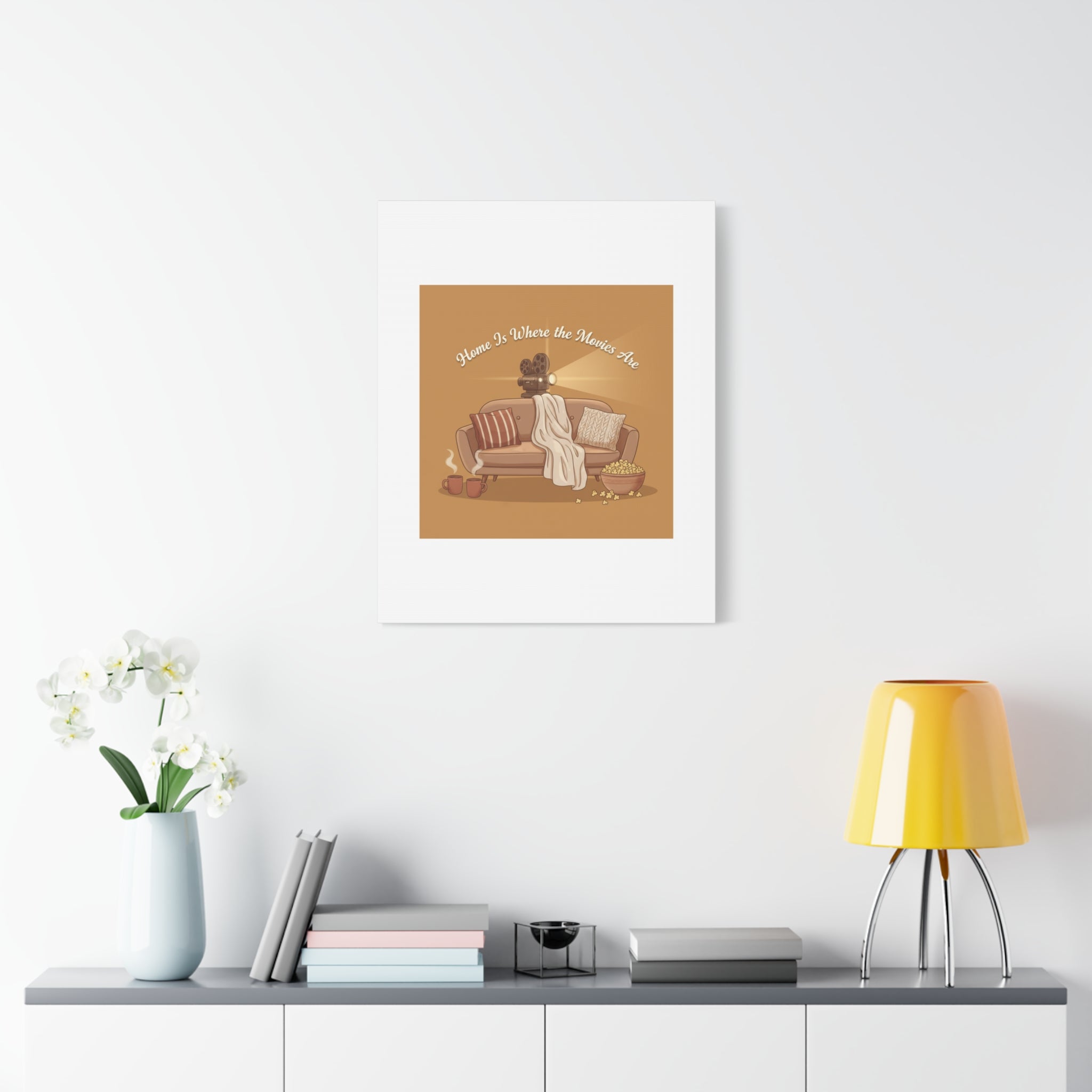 Home Is Where the Movies Are Canvas | cozy night art, home cinema decor