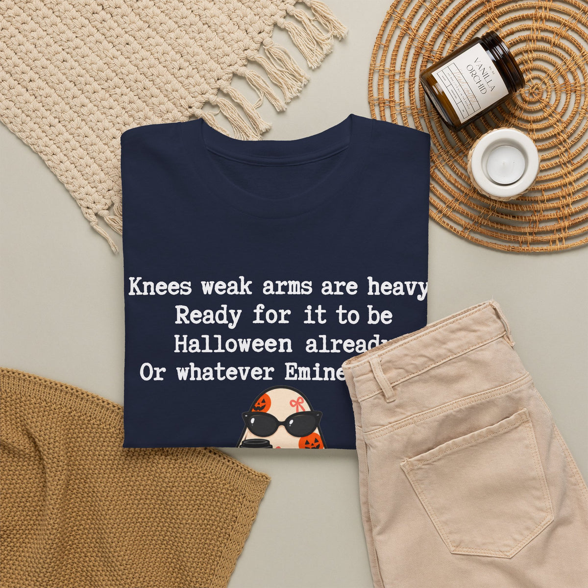 Funny Halloween Ghost T‑Shirt – "Knees Weak Arms Are Heavy" Pumpkin Ghost Tee