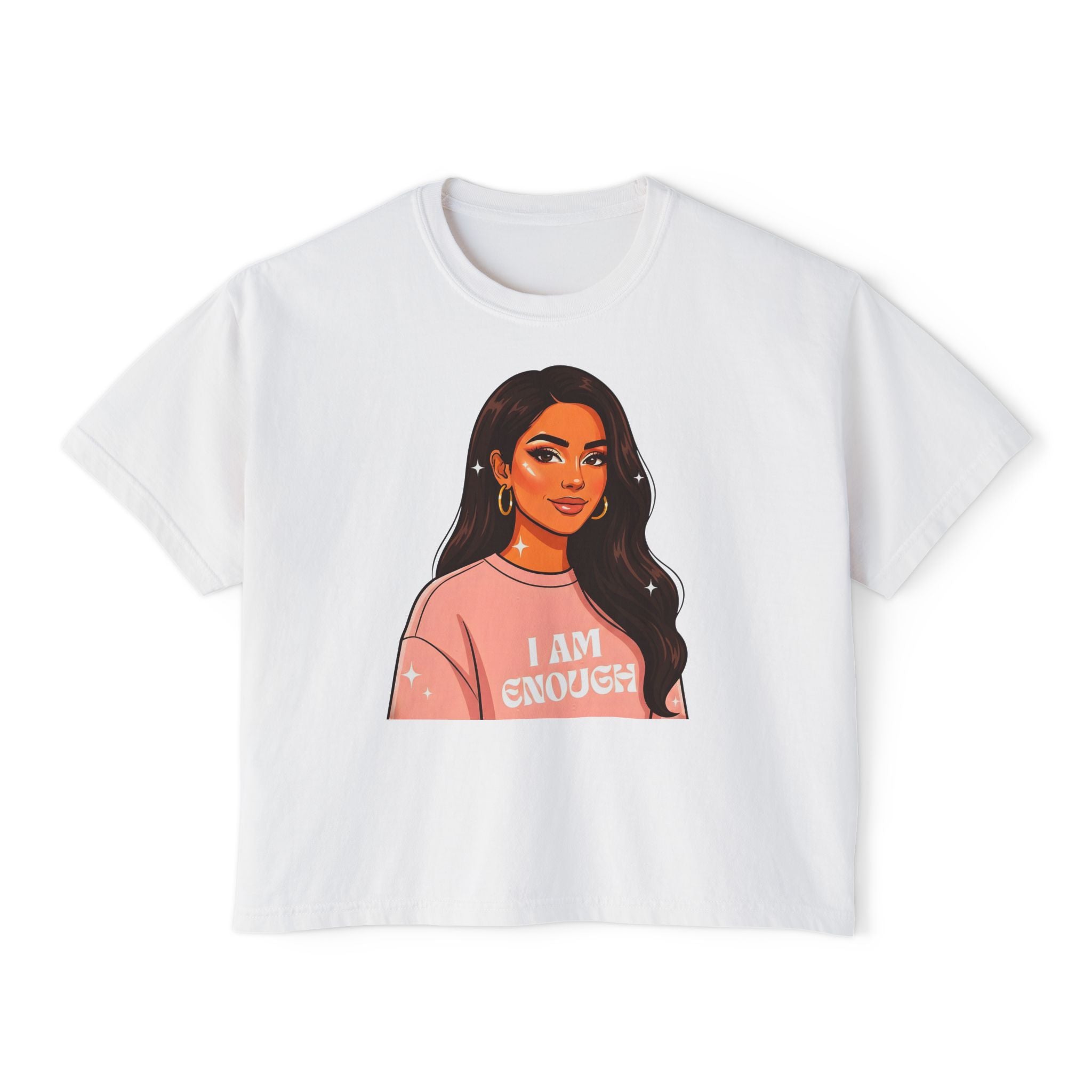 I Am Enough Boxy Tee — Empowering Women's Graphic Cropped T-Shirt