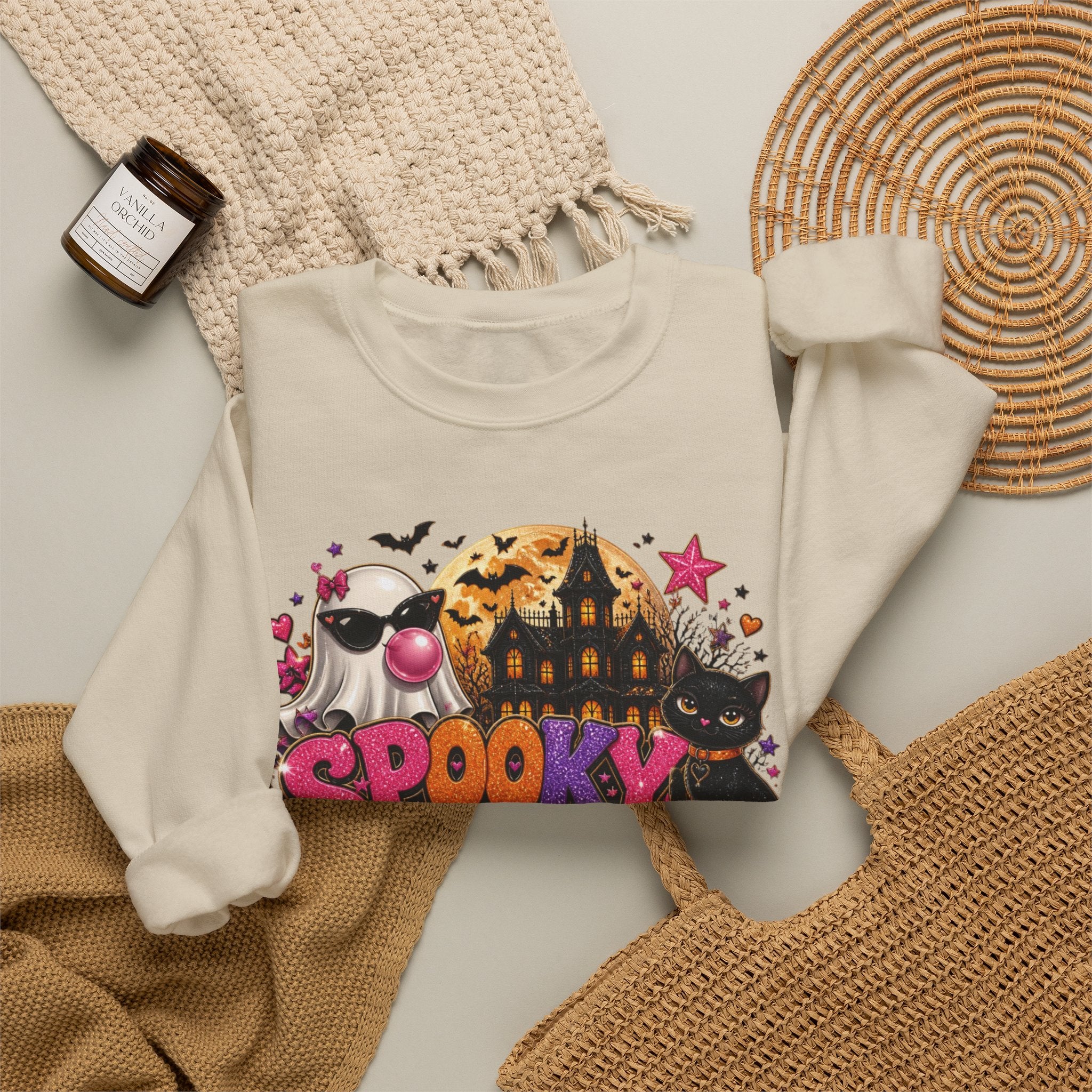 Sweatshirt — "Spooky Vibes" Halloween Graphic Crewneck