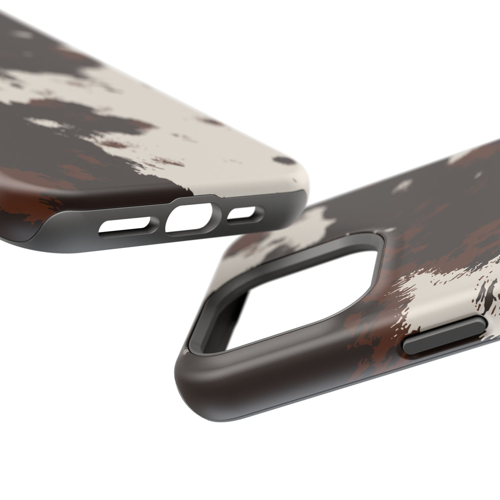Cowhide Print Impact Phone Case — Brown & Cream Protective Cover