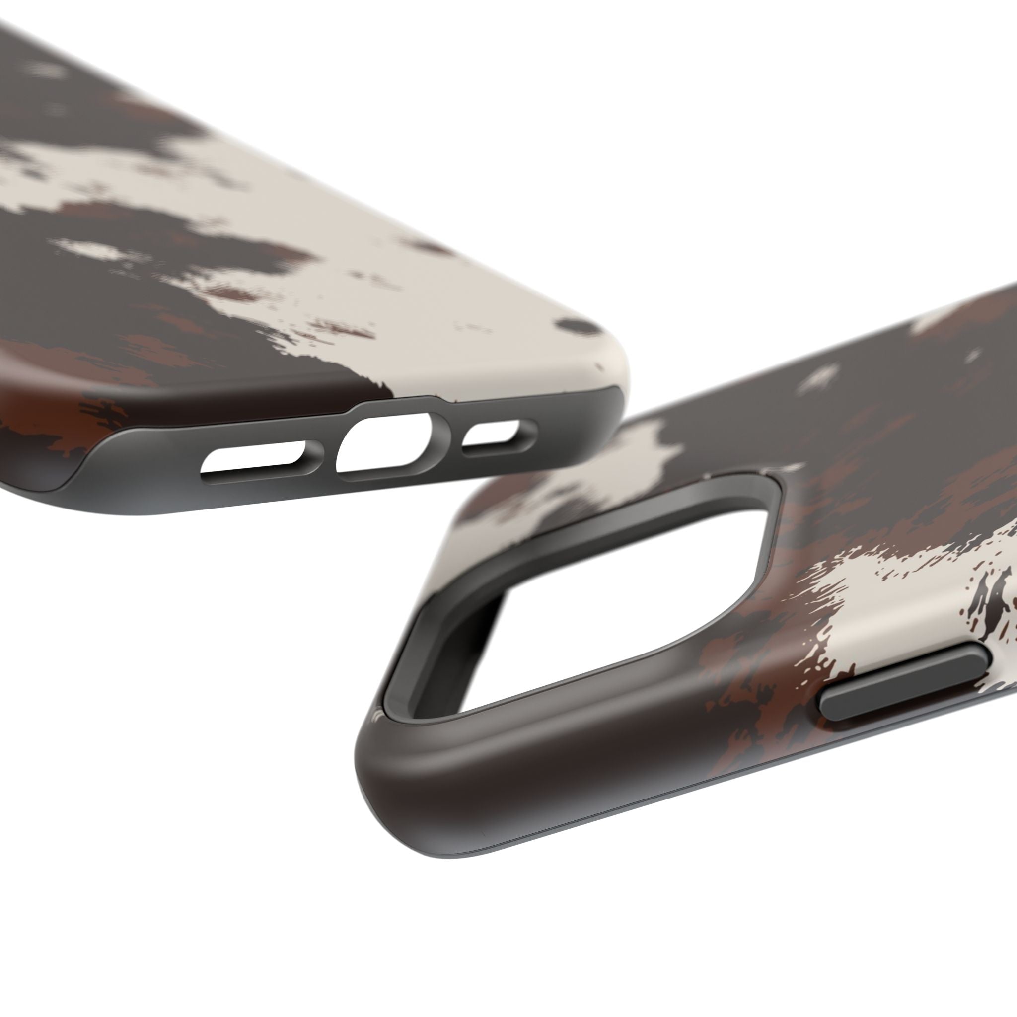 Cowhide Print Impact Phone Case — Brown & Cream Protective Cover