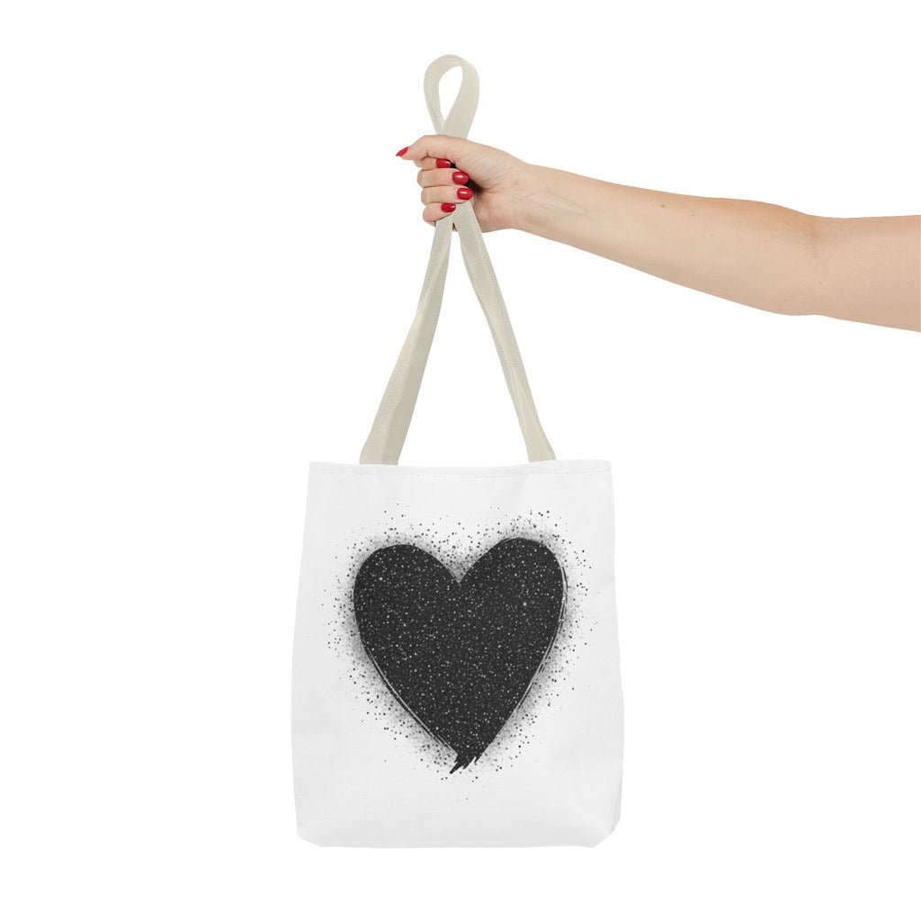 Black Spray Heart Tote Bag – Chic Graphic Canvas Tote for Everyday Use