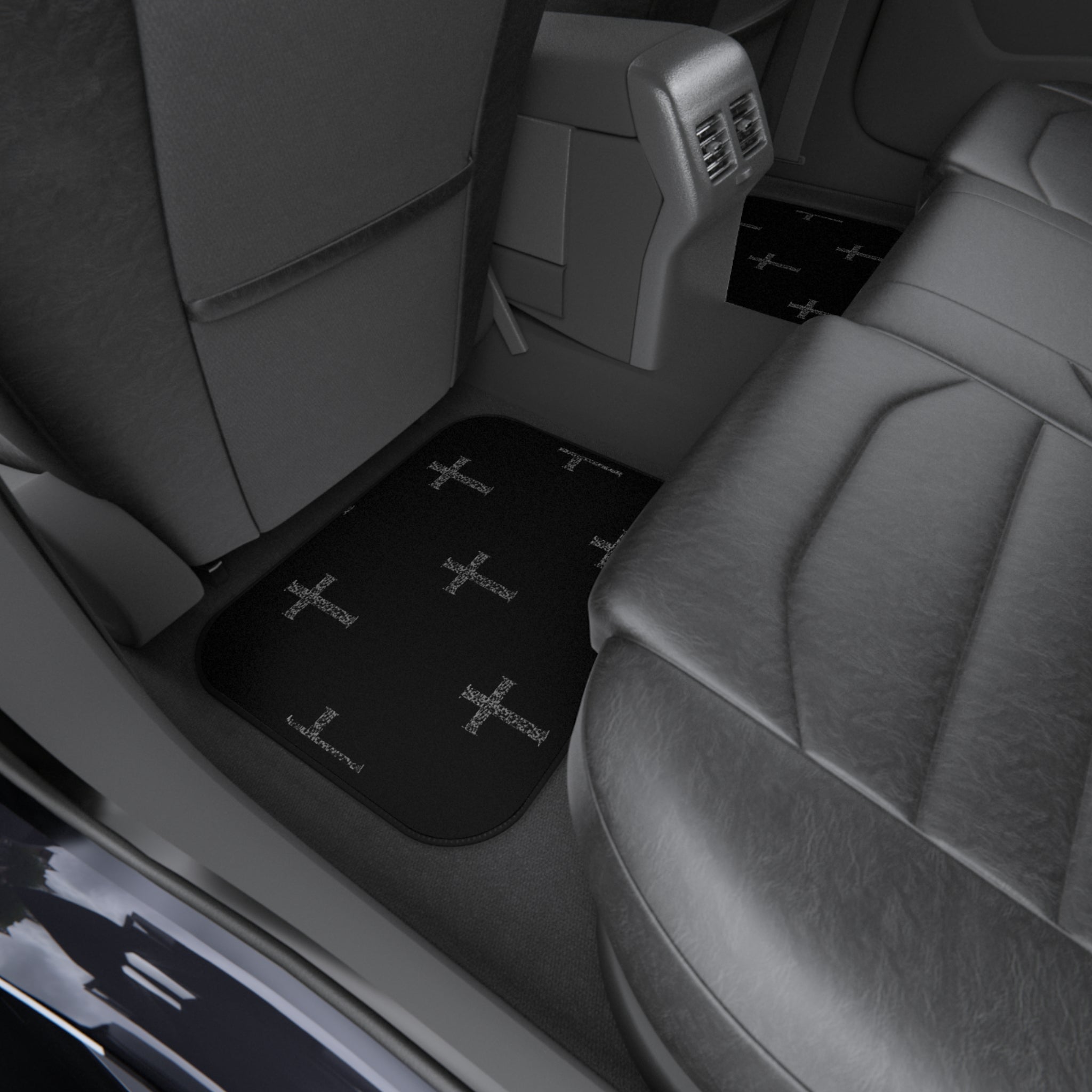 Religious Car Mats (Set of 4) — Black Floor Mats with Cross Design