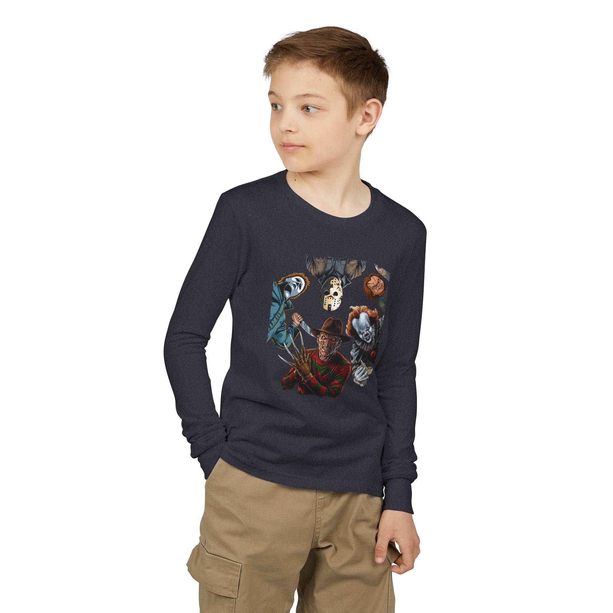 Horror Icons Youth Long Sleeve Tee - Freddy, Jason & More Graphic
