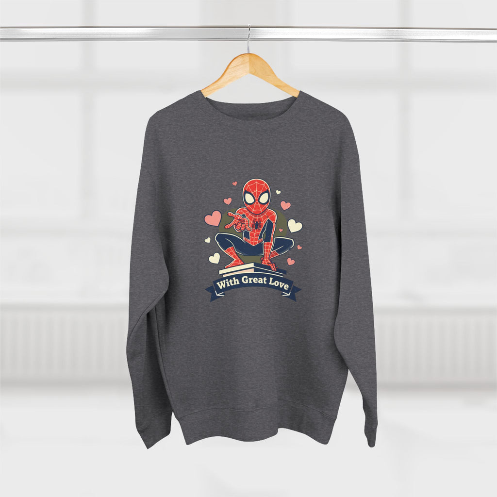 Cute Spider Hero Illustration With Great Love sweatshirt | Crewneck
