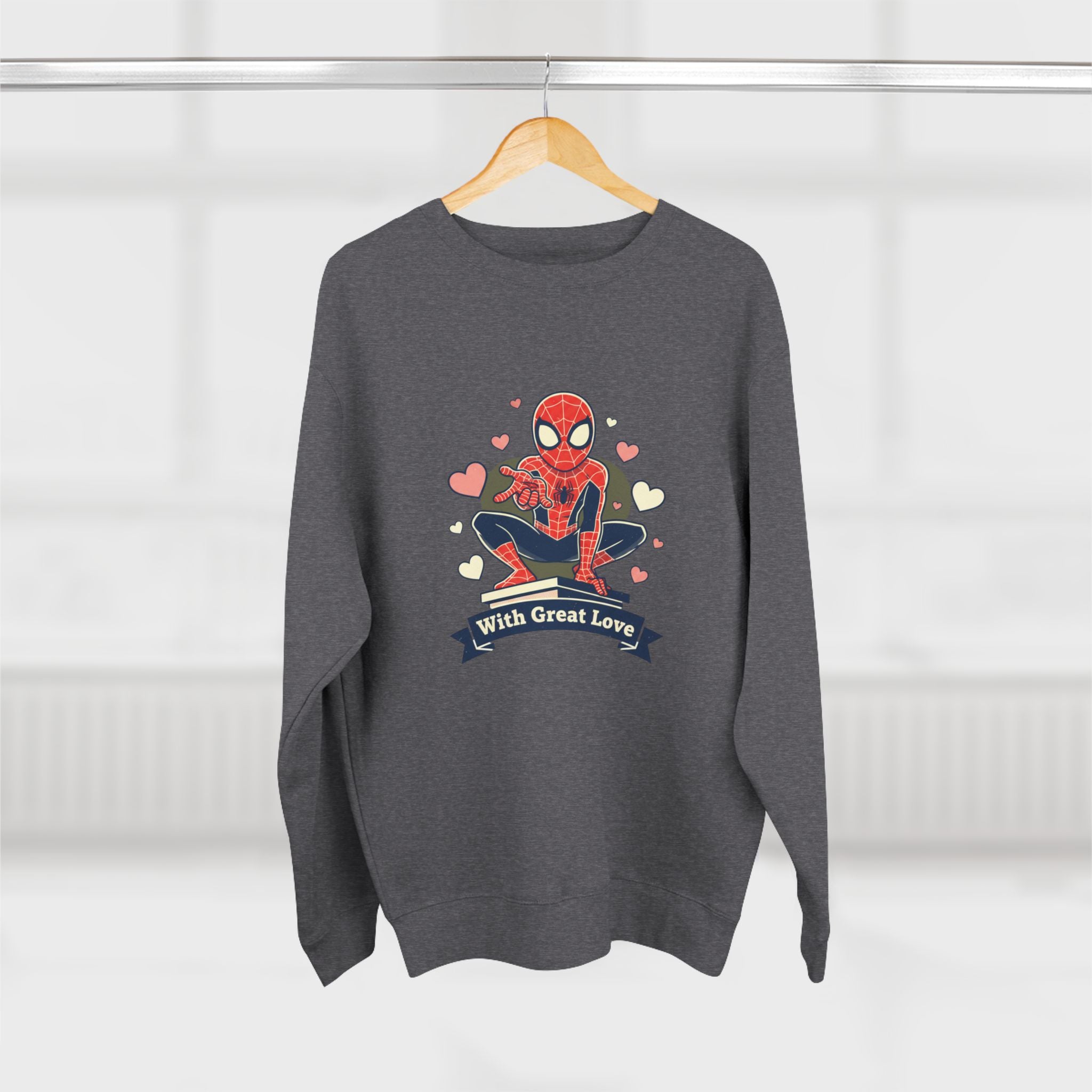 Cute Spider Hero Illustration With Great Love sweatshirt | Crewneck
