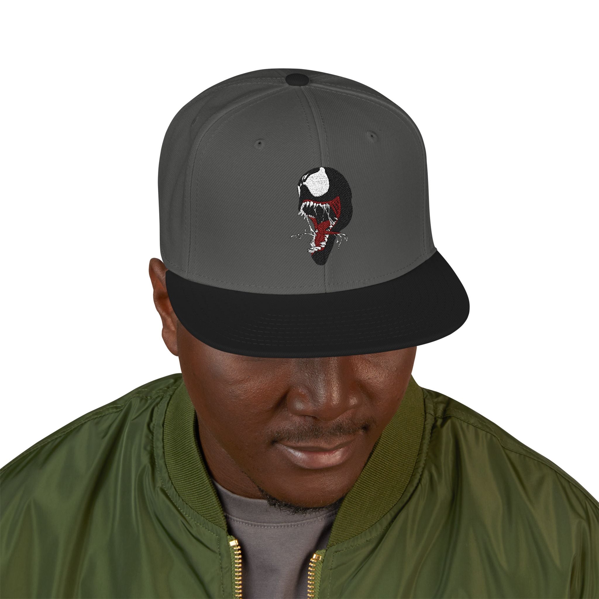Embroidered Skull & Roses Snapback Hat — Gothic Streetwear Cap