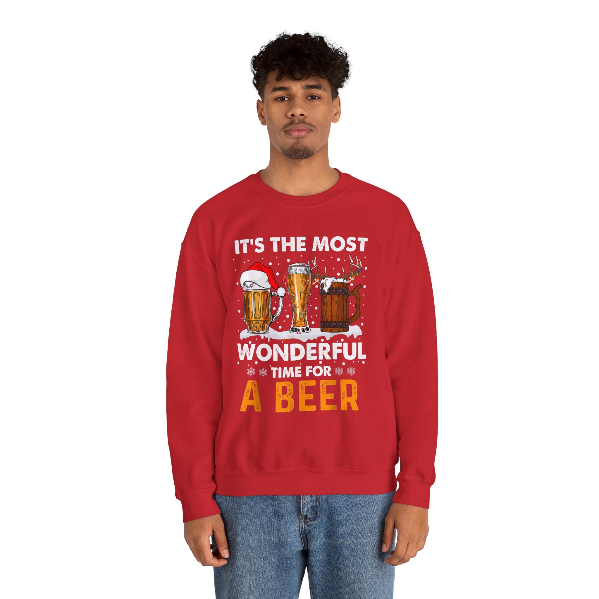 Christmas Beer Sweatshirt – "It's the Most Wonderful Time for a Beer" Holiday Crewneck