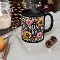 Mom Life Leopard Sunflower Black Ceramic Mug (11oz/15oz)