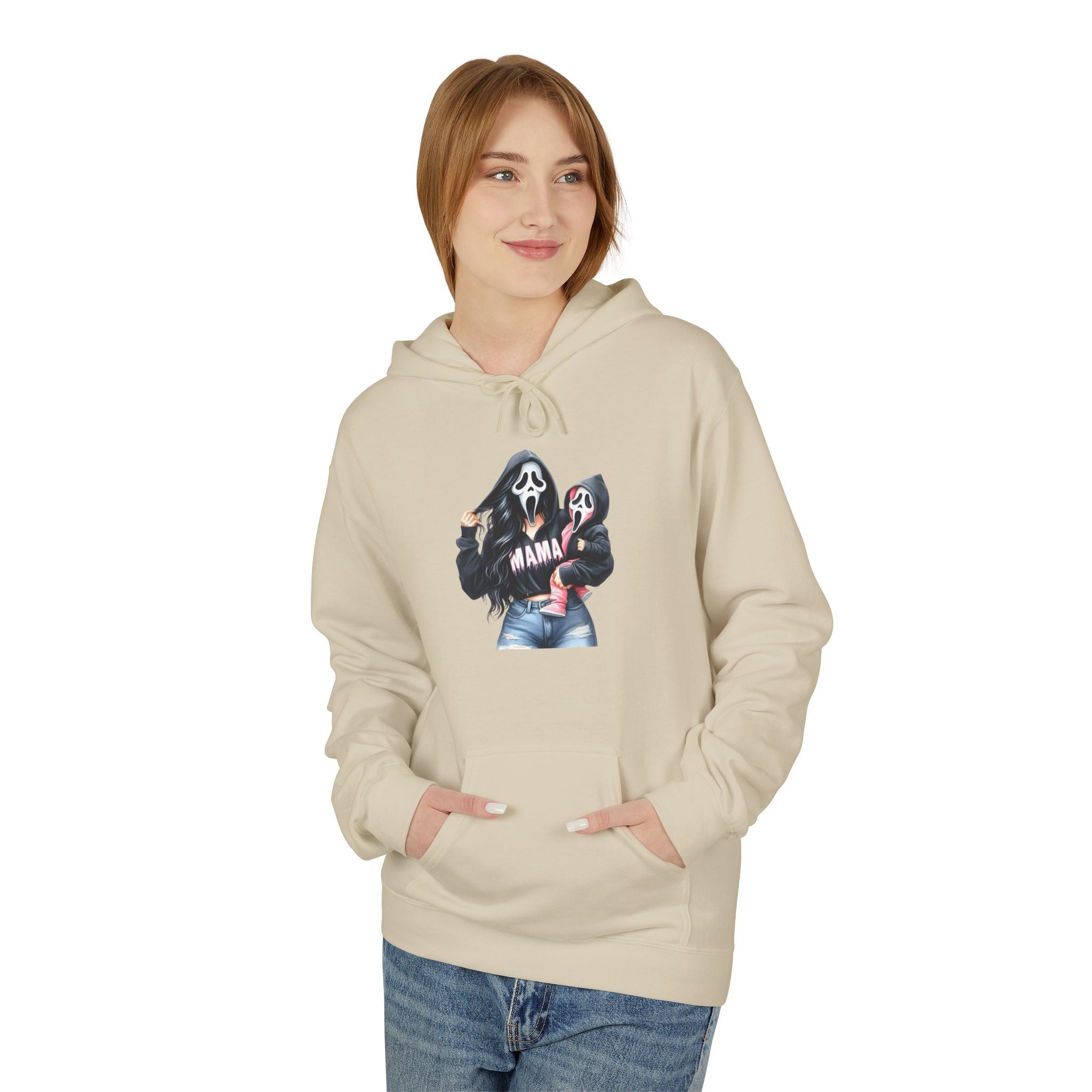 Street Style Graphic Hoodie — Woman in Leather Jacket Design