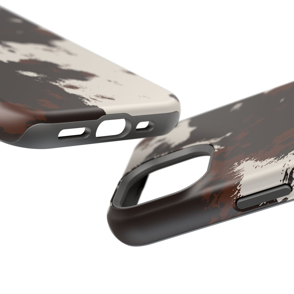Cowhide Print Impact Phone Case — Brown & Cream Protective Cover