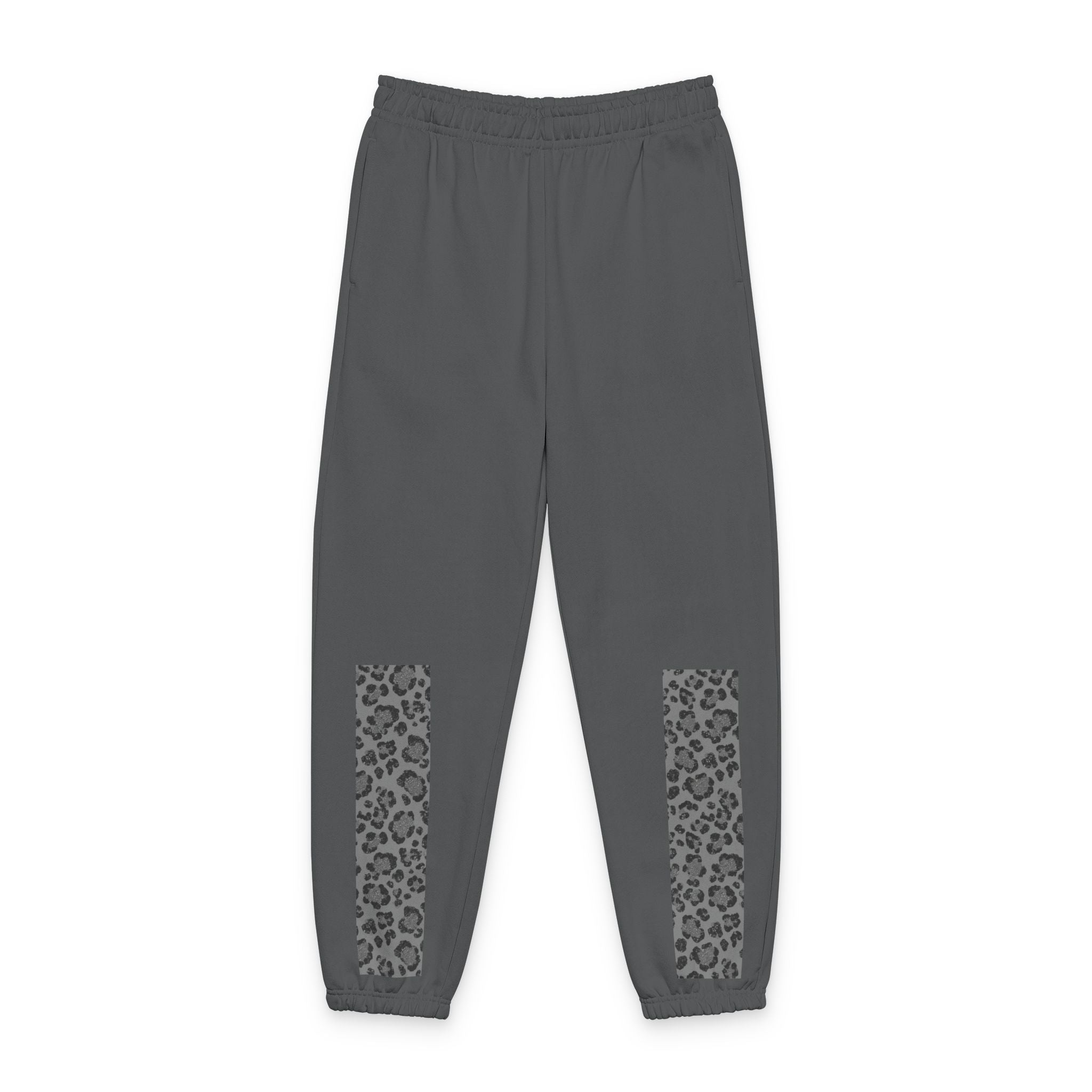 Leopard Panel Sweatpants — Cozy Joggers with Animal Print Leg Accents