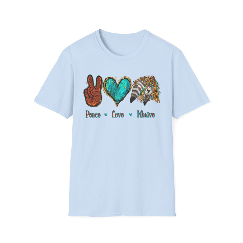 Peace Love Native T-Shirt — Boho Tribal Teal Heart Graphic Tee